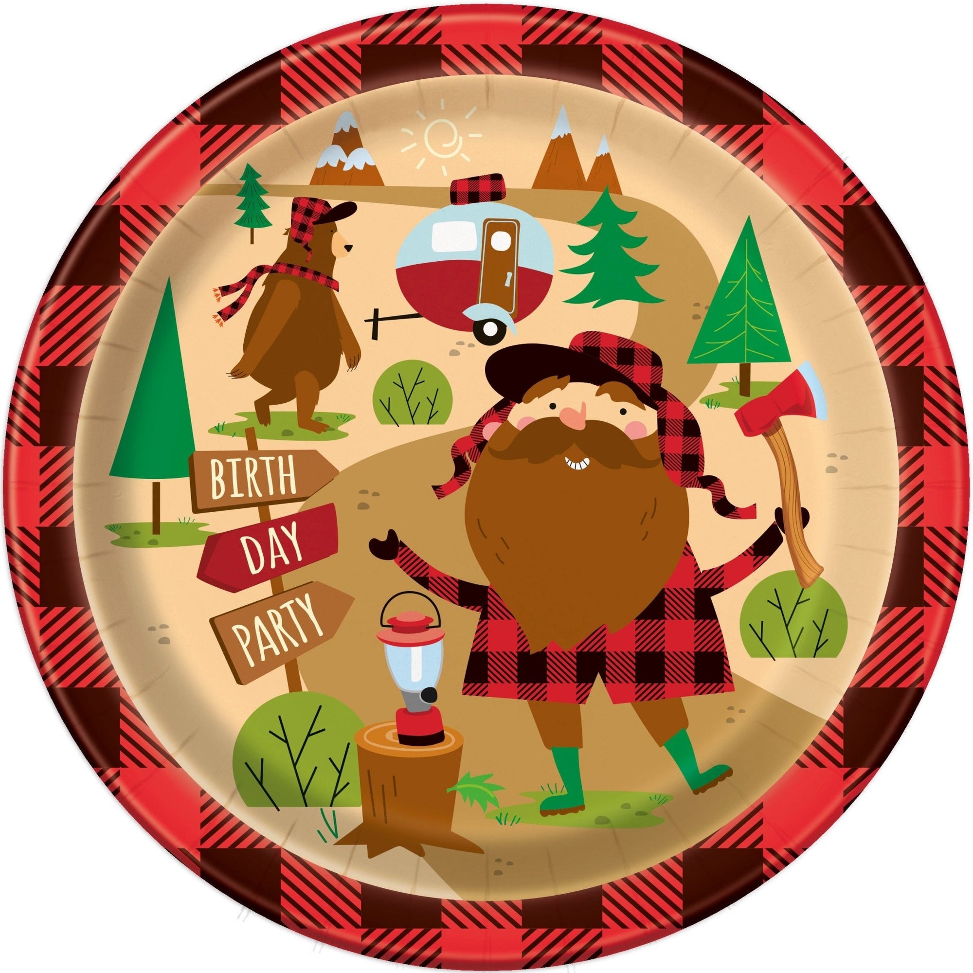 9" Lumberjack Birthday Party Plates - Stesha Party