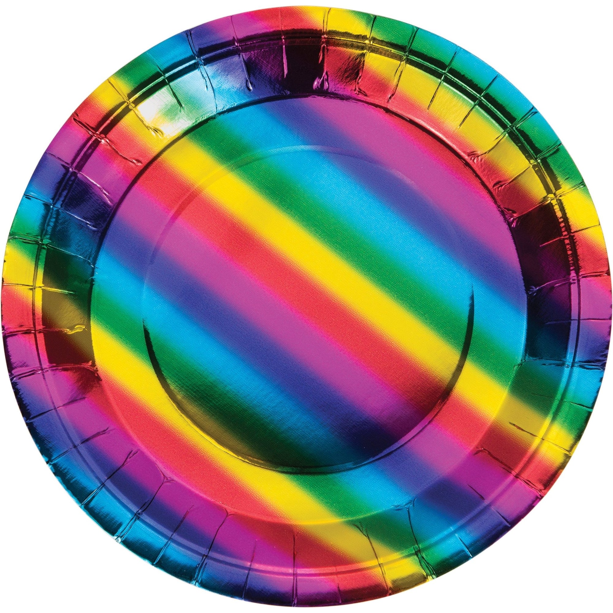 9" Rainbow Foil Paper Plates - Stesha Party