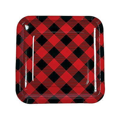 9&quot; Square Buffalo Plaid Plates - Stesha Party