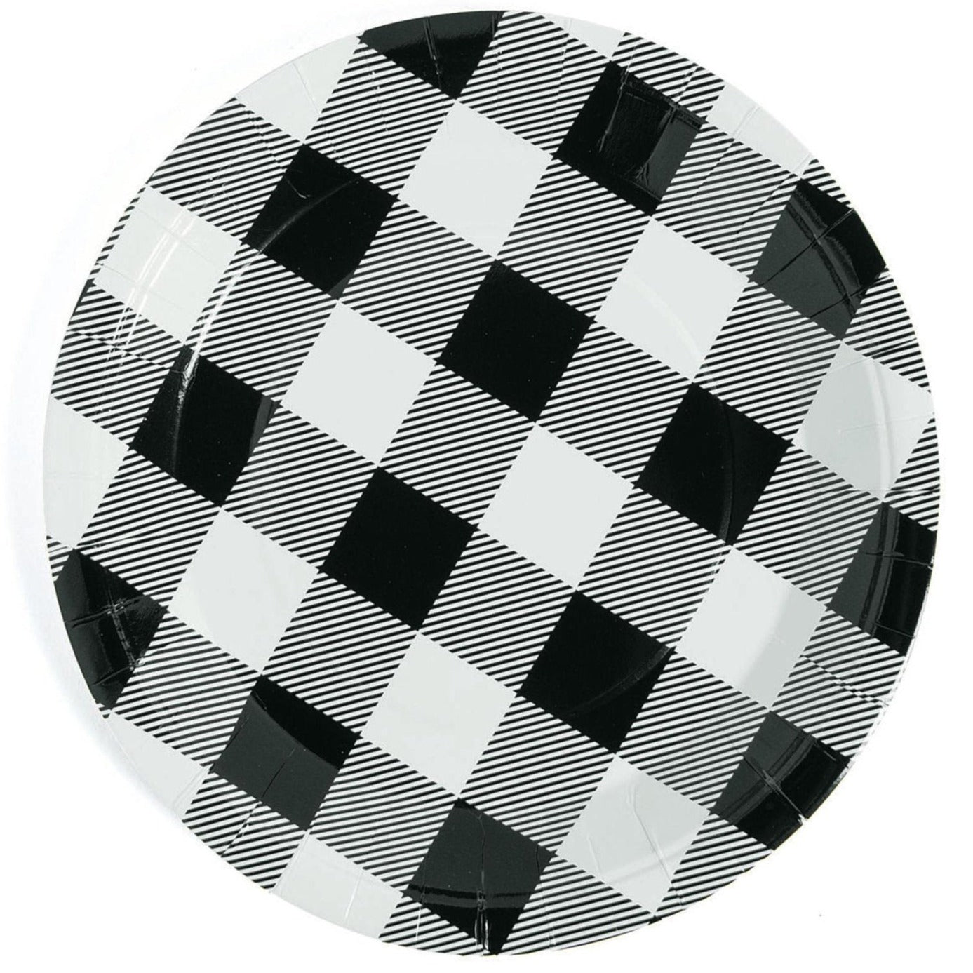 9" White & Black Buffalo Plaid Plates - Stesha Party