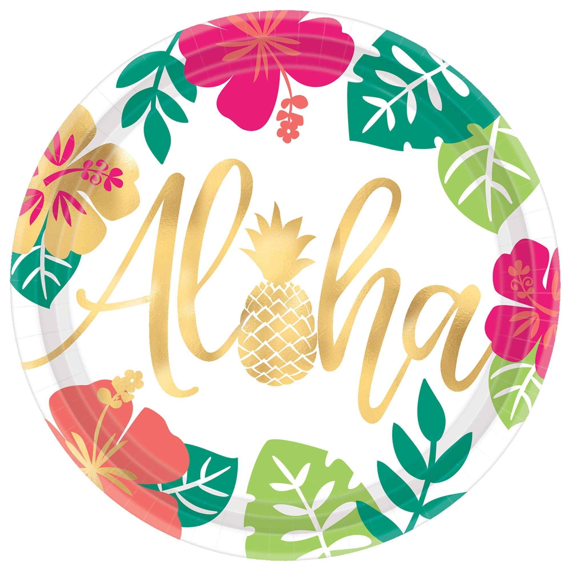 Aloha Party Gold Foil Plates - Stesha Party