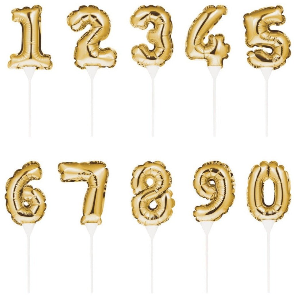 Balloon Number Cake Topper in Gold - Stesha Party