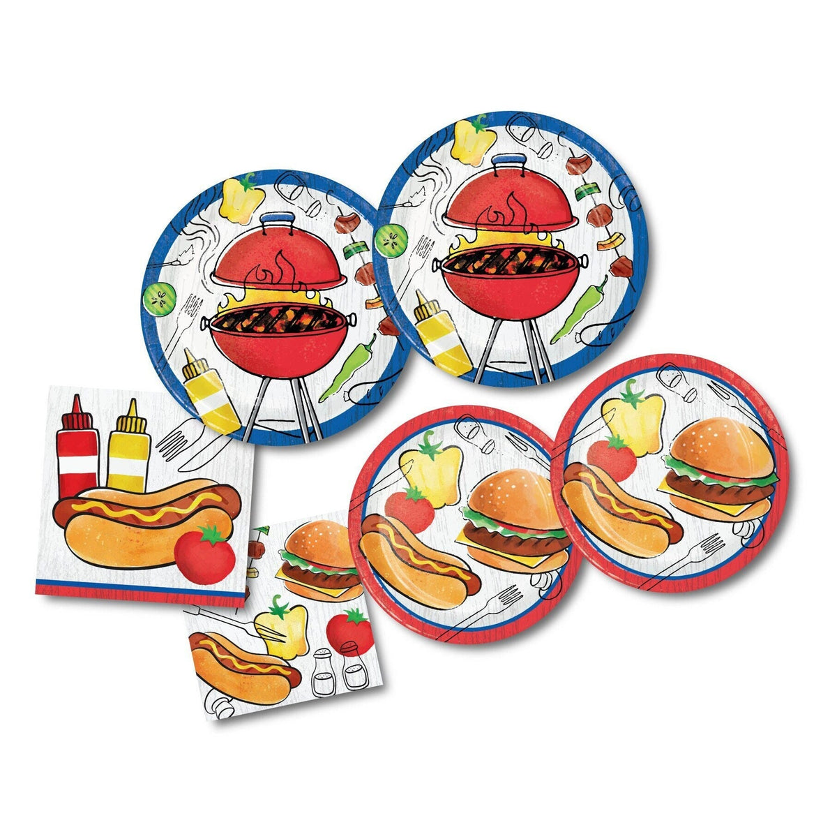 BBQ Party Supplies Paper Plates &amp; Napkins - Stesha Party