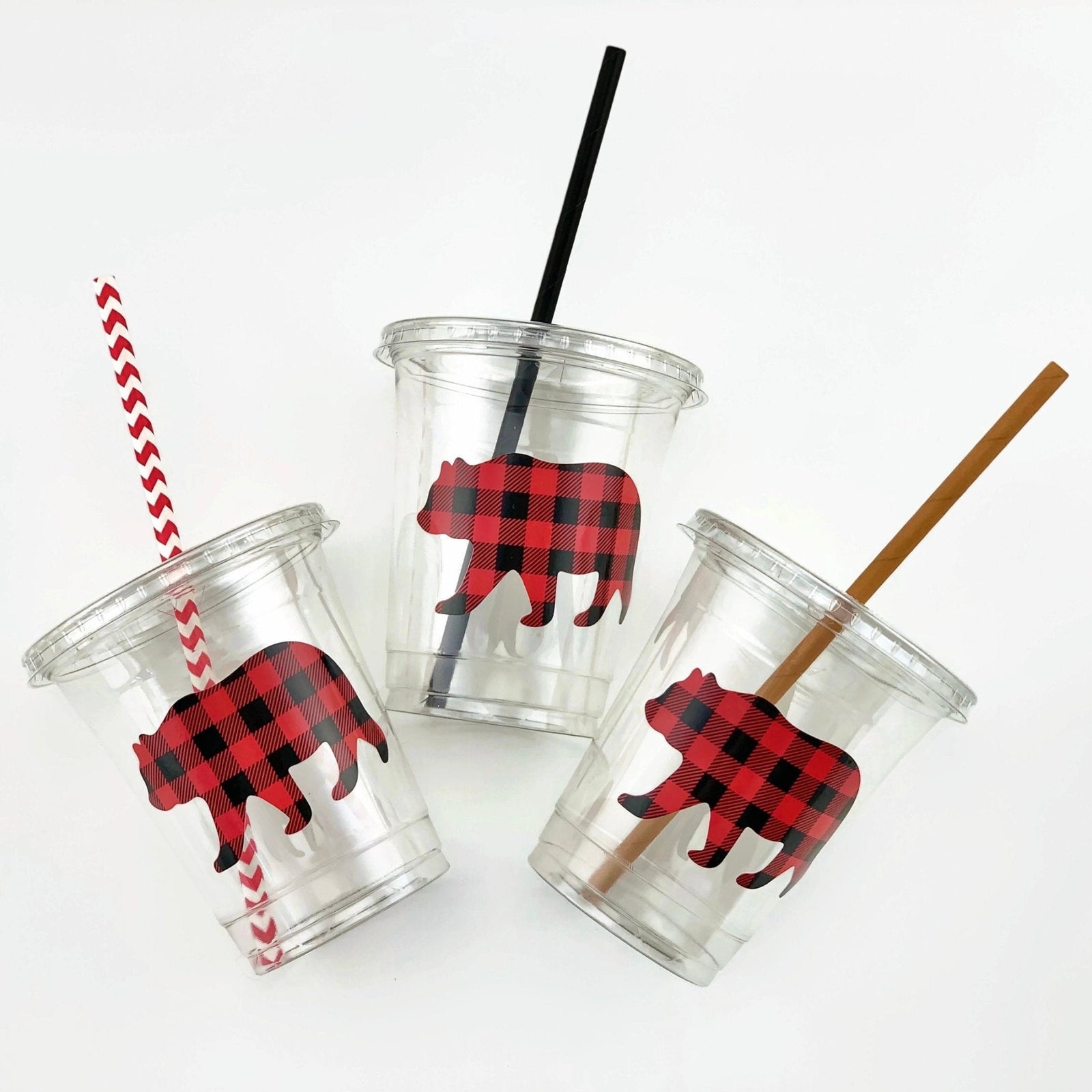 Bear Buffalo Plaid Party Cups - Stesha Party