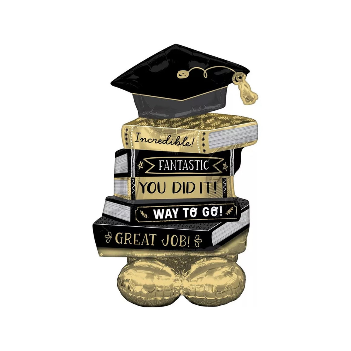 Black &amp; Gold Graduation Books Balloon - Stesha Party