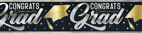 Black & Gold Graduation Fringe Banner - Stesha Party