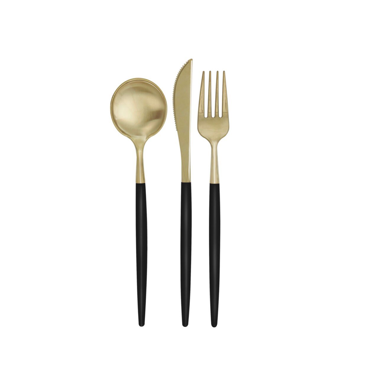 Black & Gold Party Plastic Cutlery - Stesha Party