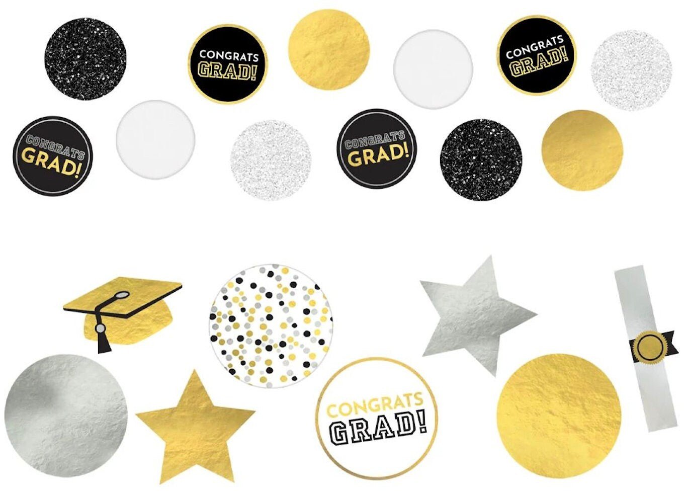 Black, Gold & Silver Graduation Confetti - Stesha Party