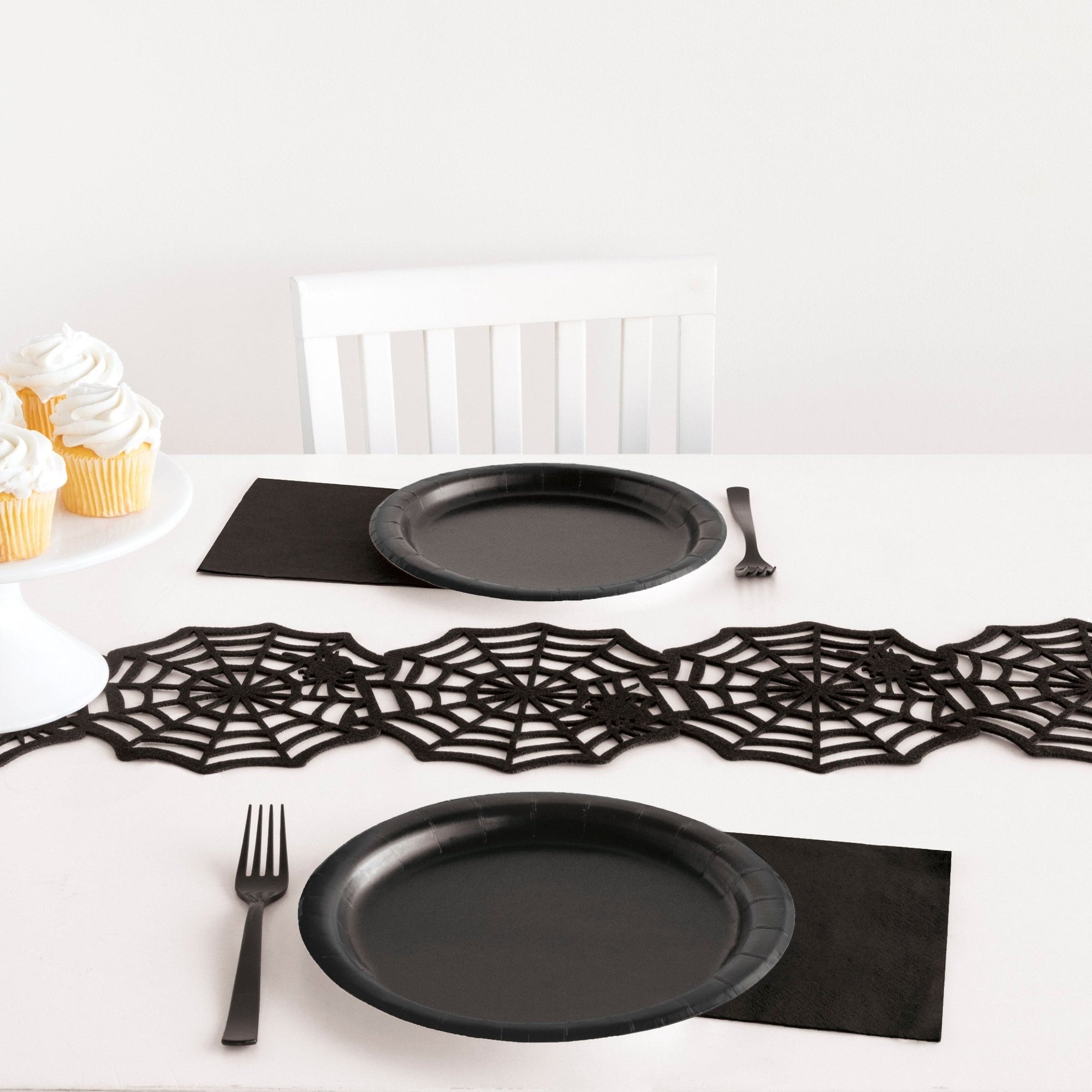 Black Spider Web Felt Table Runner - Stesha Party