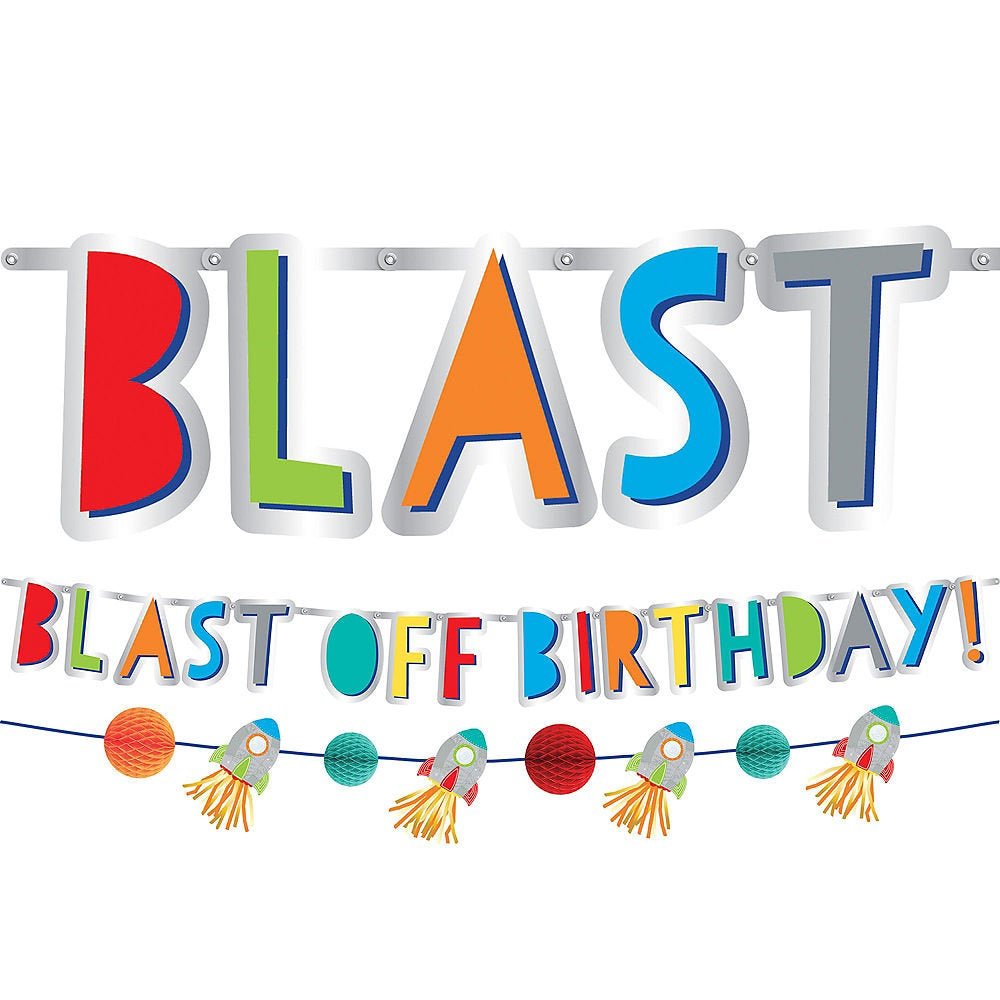 Blast Off Birthday Banner - Stesha Party