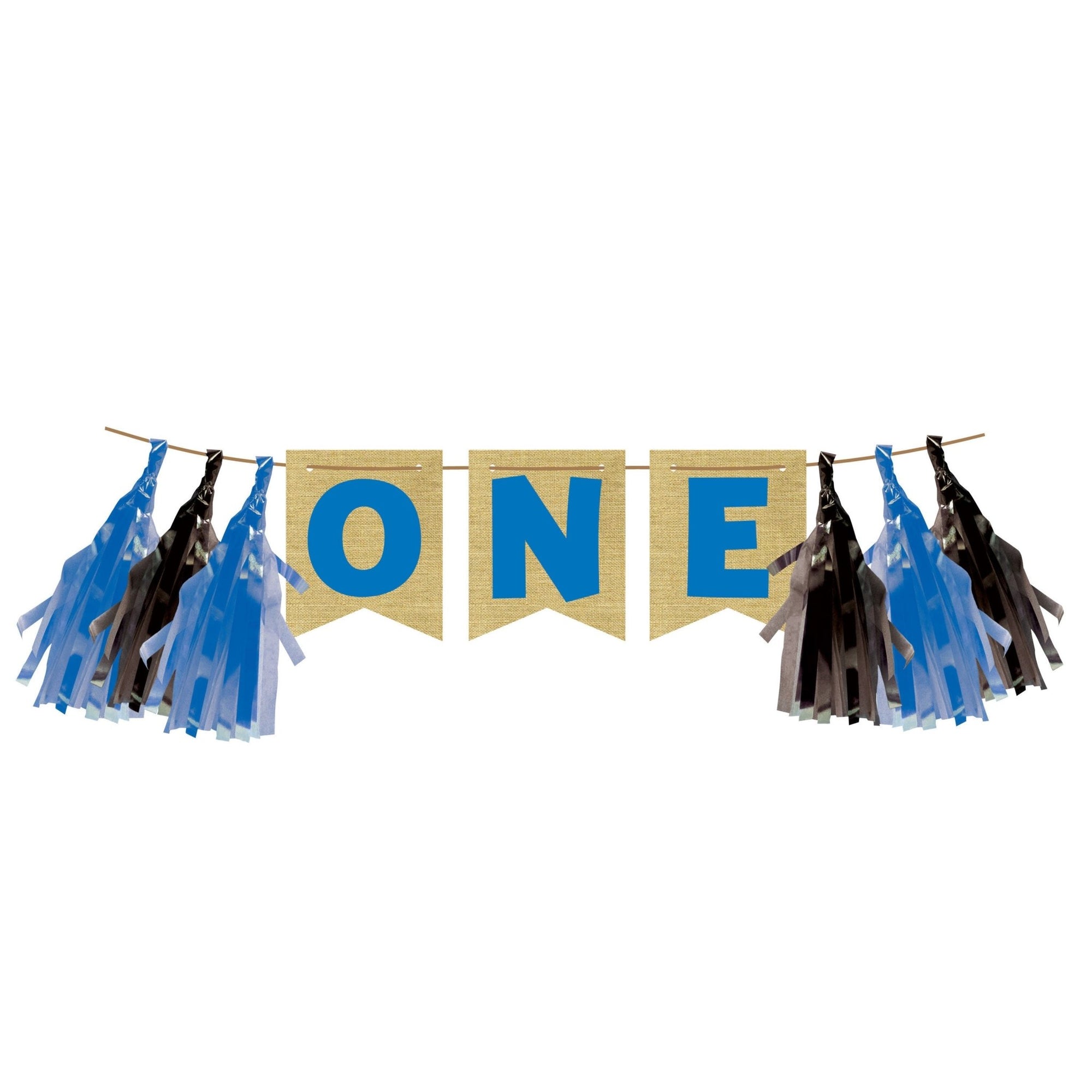 Blue Buffalo Plaid "ONE" Banner - Stesha Party