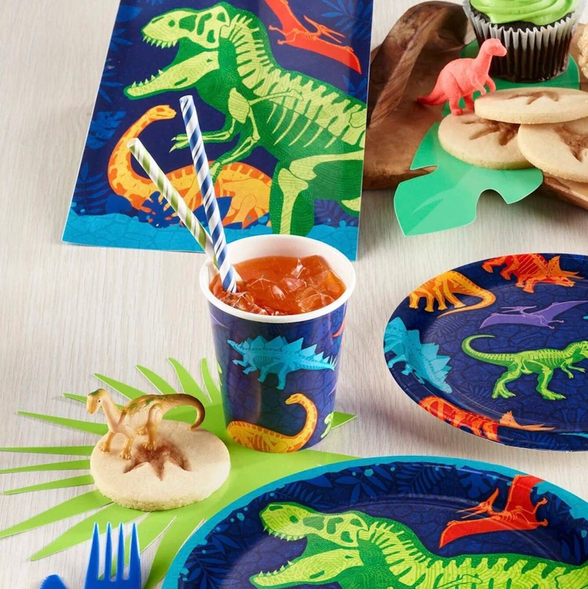 Blue Dinosaur Party Cups - Stesha Party