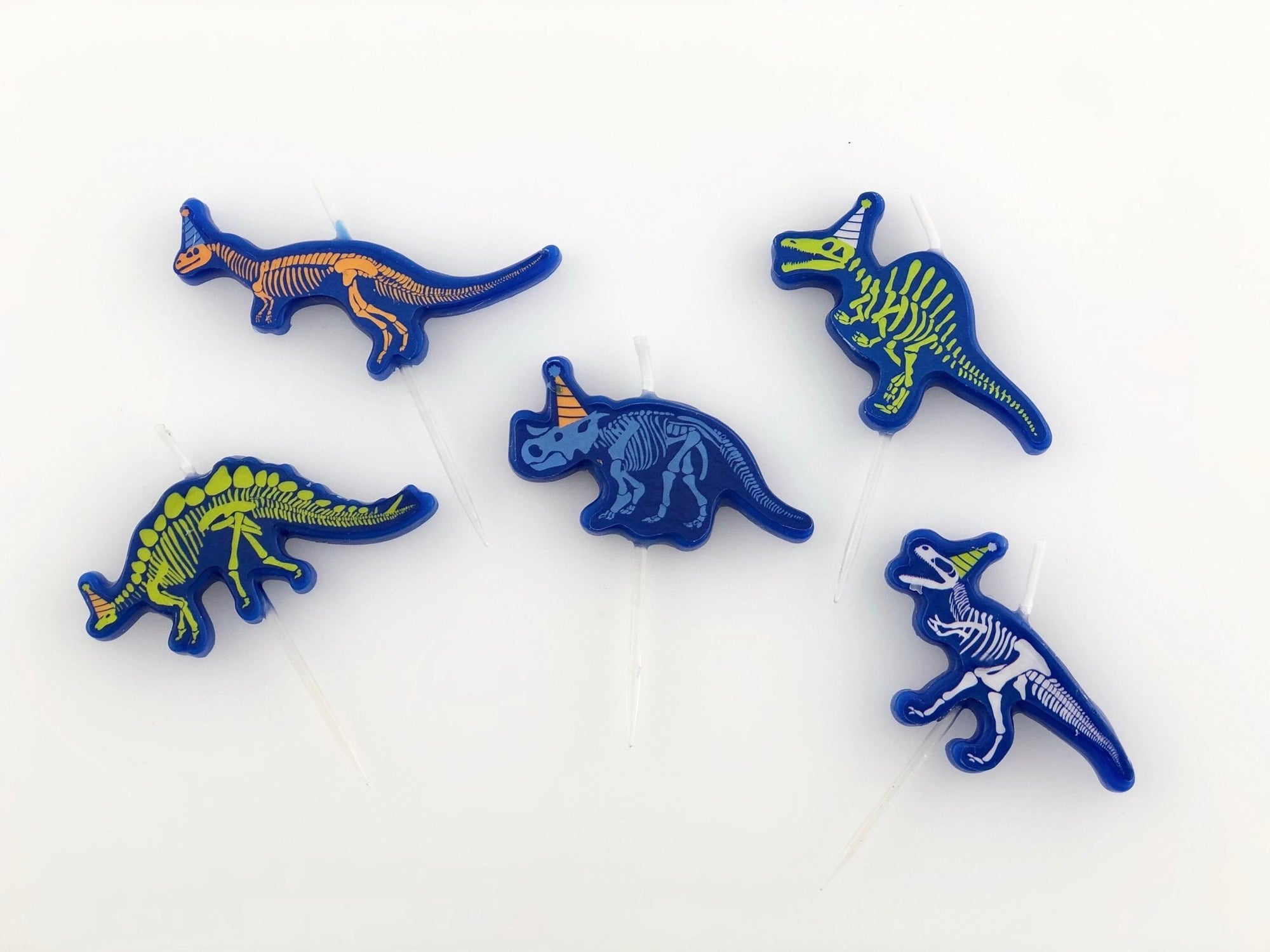 Blue Dinosaur Shaped Candles - Stesha Party