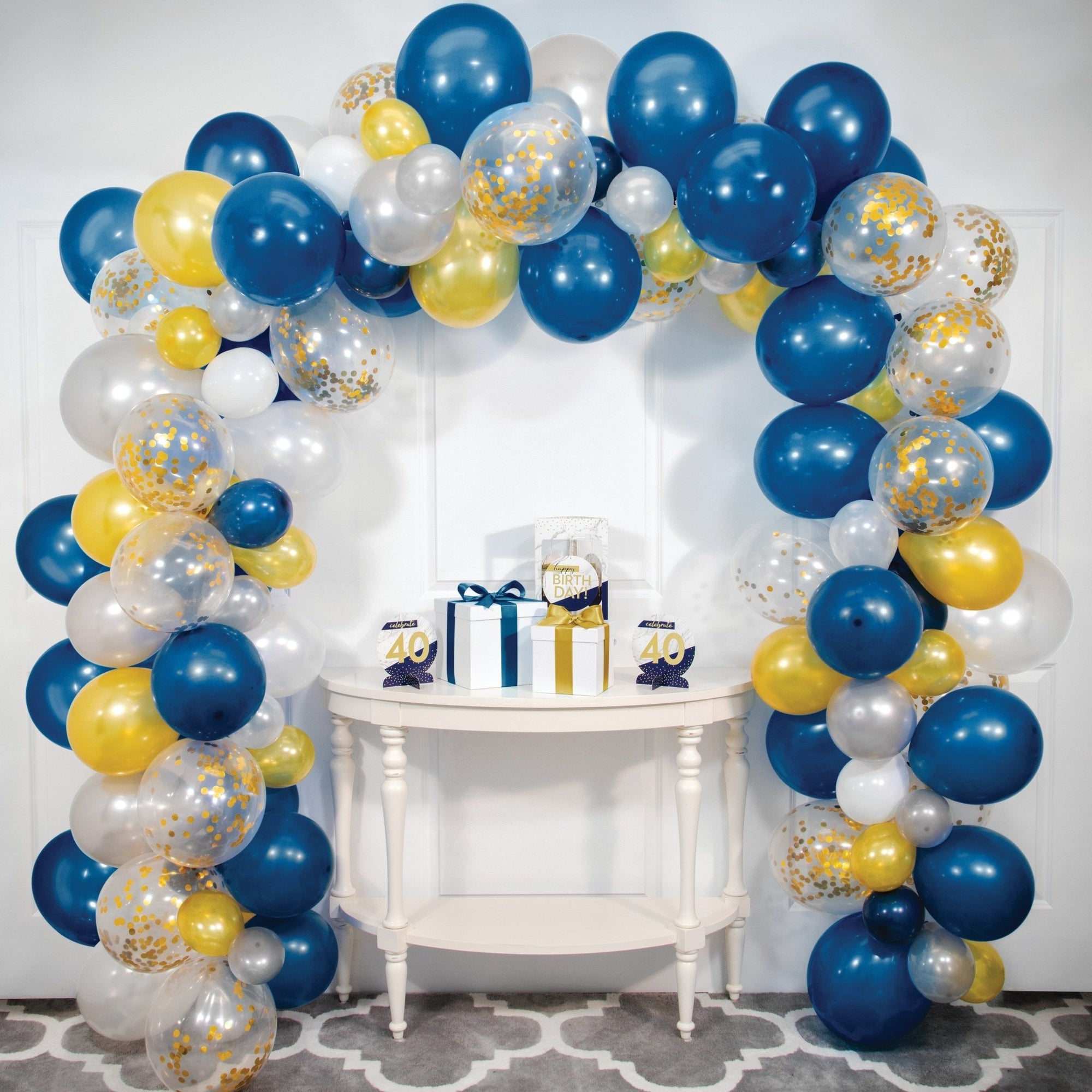 Blue & Gold Confetti Balloon Arch Kit - Stesha Party