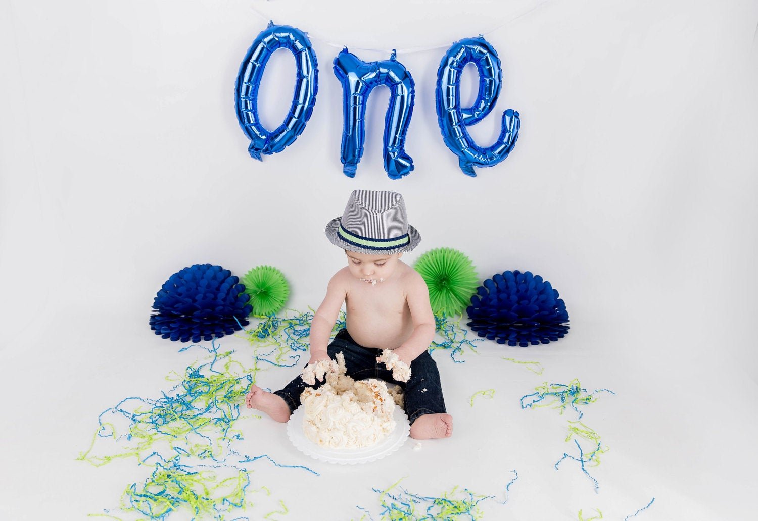 Blue "One" Balloon Banner - Stesha Party