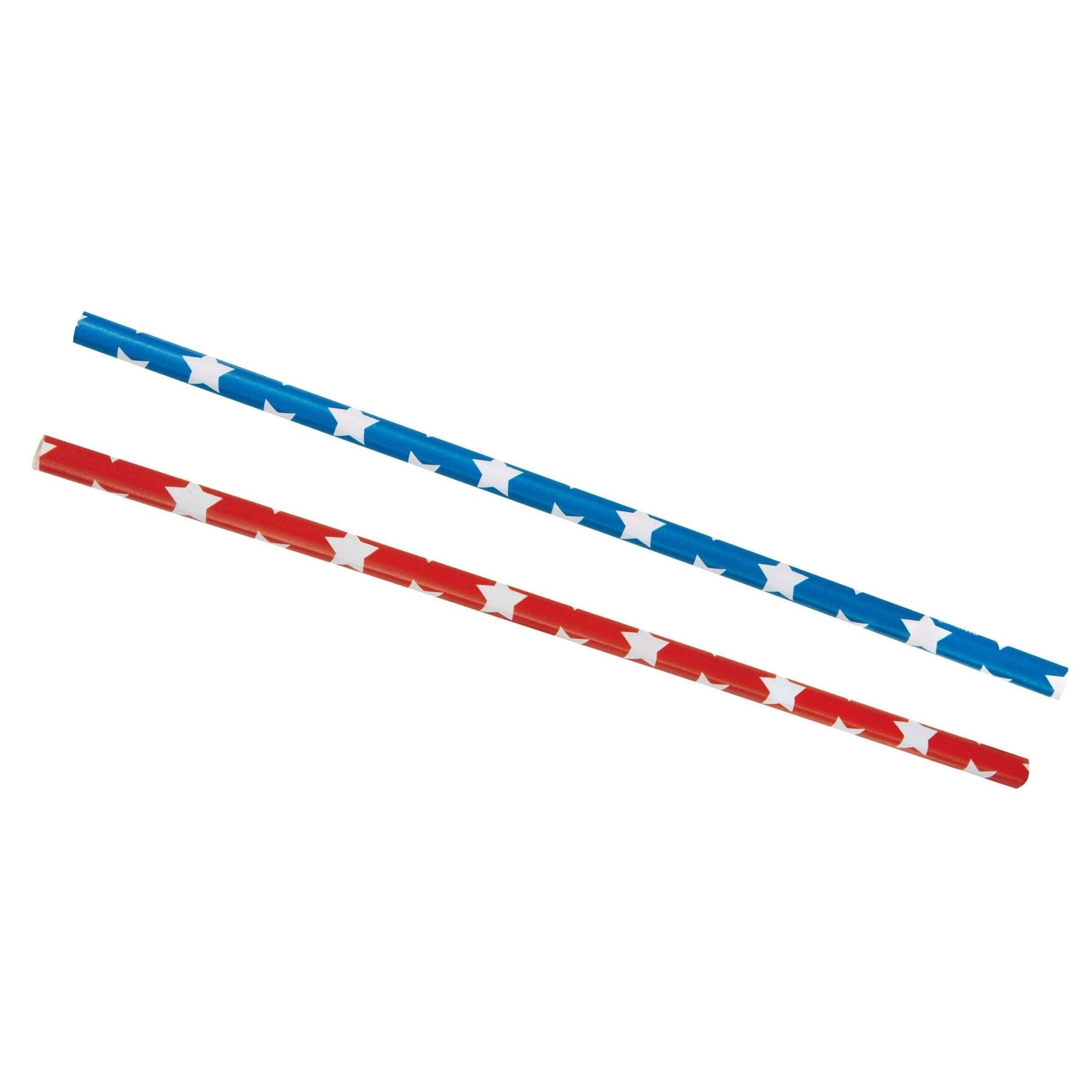 Blue & Red Patriotic Star Paper Straws - Stesha Party