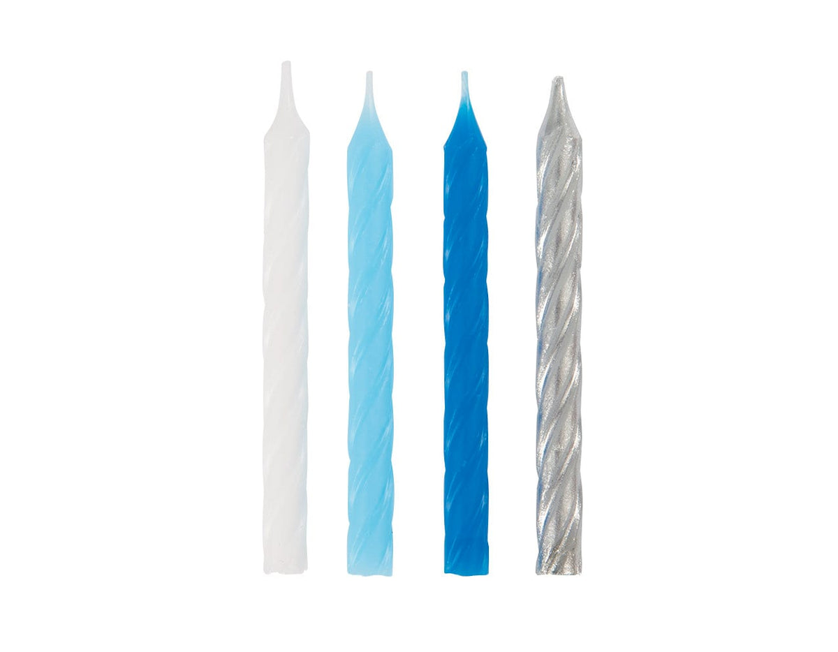 Blue &amp; Silver Spiral Cake Candles - Stesha Party