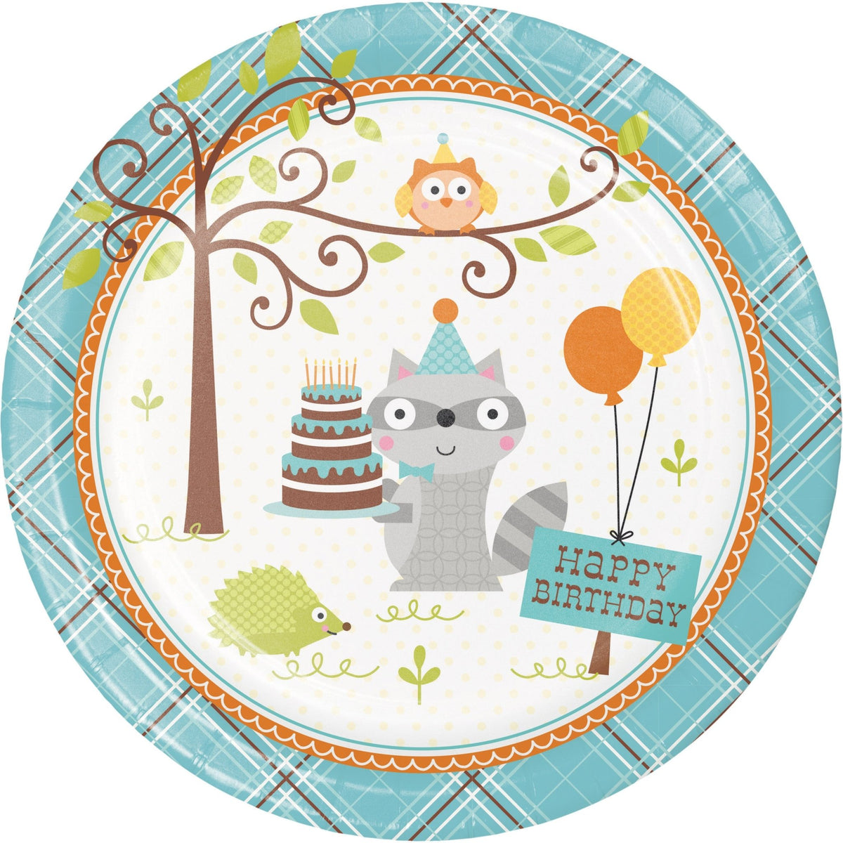 Blue Woodland &quot;Happy Birthday&quot; Plates - Stesha Party