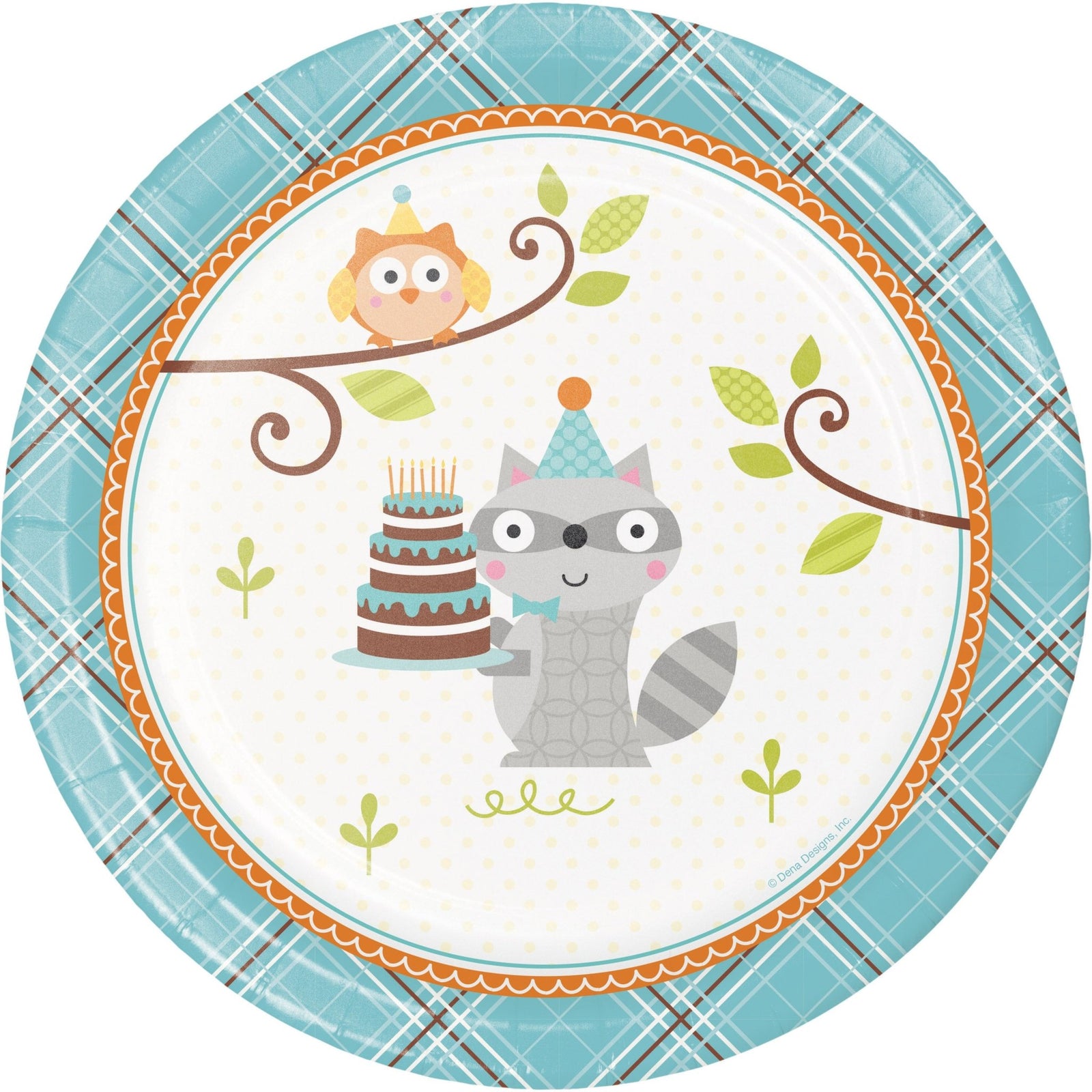 Blue Woodland Raccoon Plates - Stesha Party