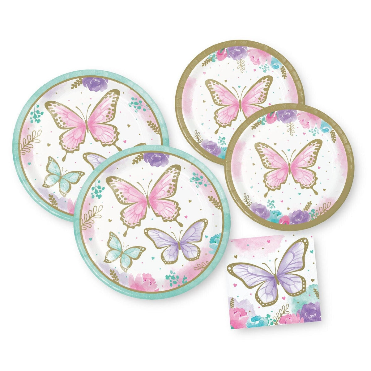 Butterfly Party Paper Plates &amp; Napkins - Stesha Party