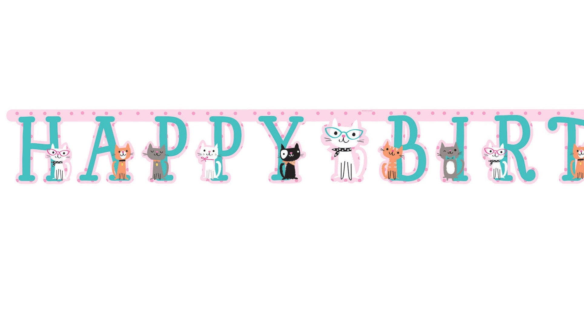 Cat Themed "Happy Birthday" Banner - Stesha Party