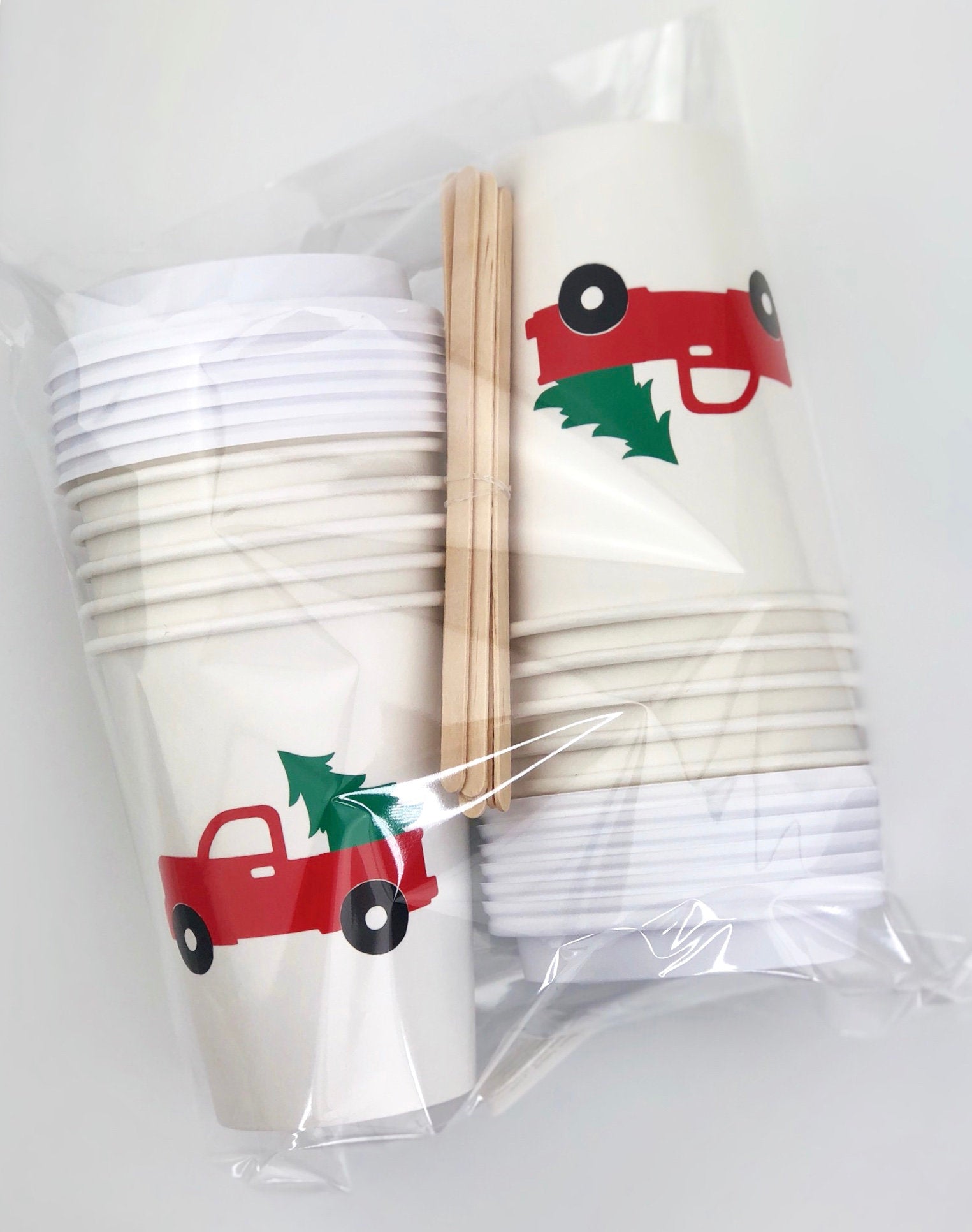 Christmas Red Truck Paper Cups - Stesha Party