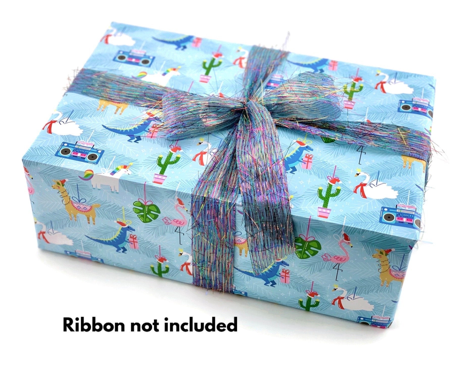 Christmas Wrapping Paper With Unicorns, Llamas & Dinosaurs - Stesha Party