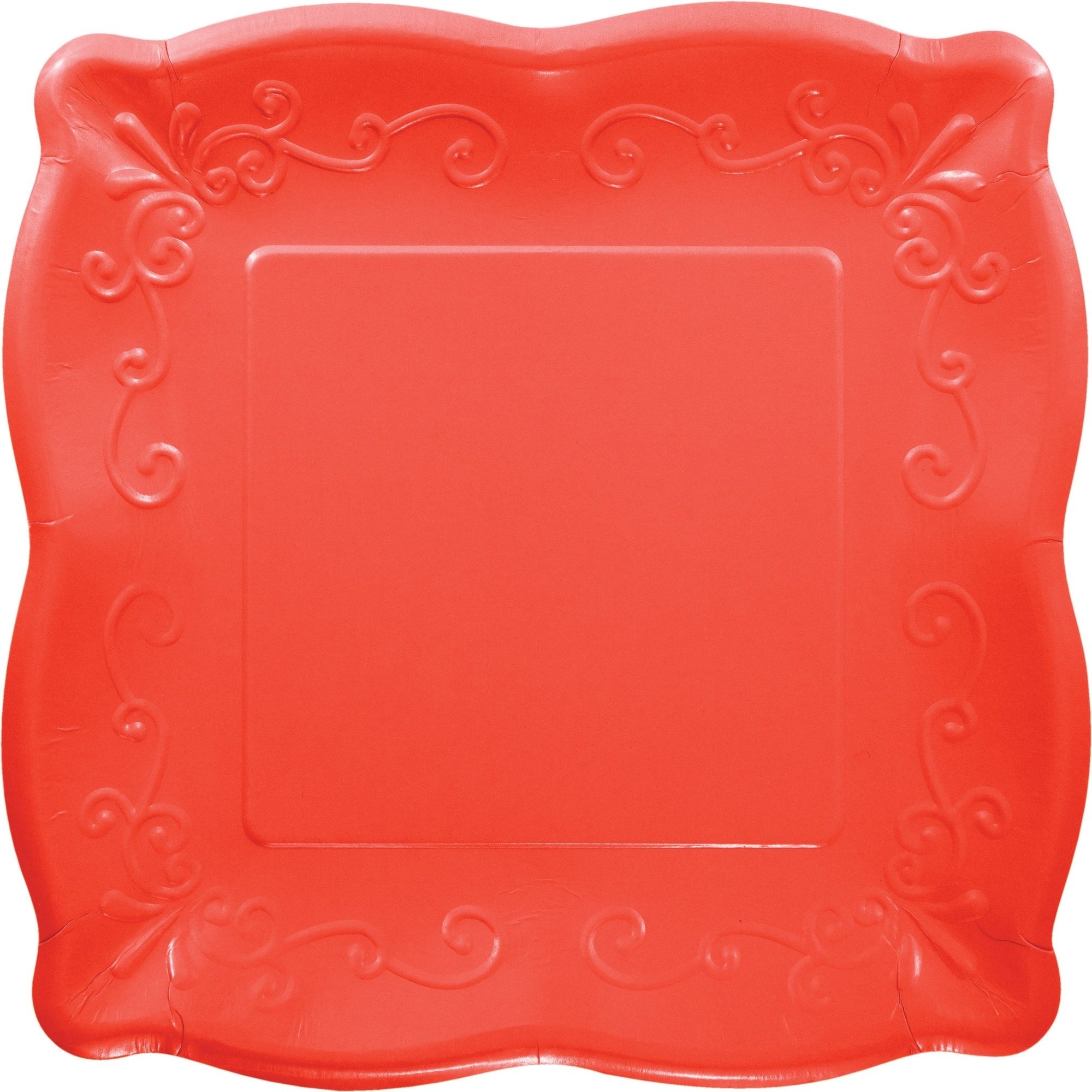 Coral Red Embossed Plate - Stesha Party