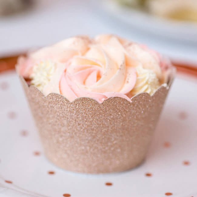 Cupcake Wrappers in Rose Gold Glitter - Stesha Party