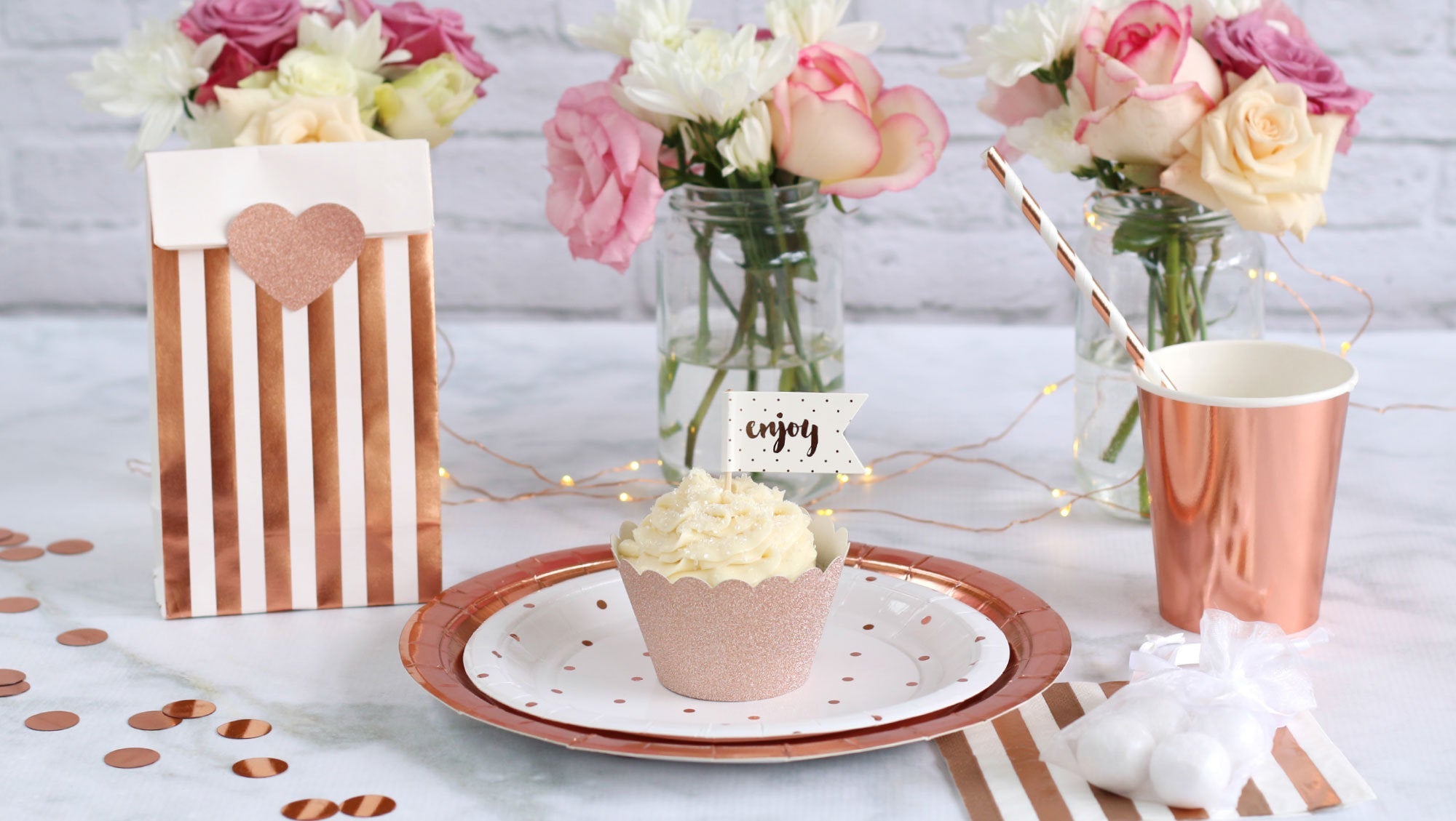 Cupcake Wrappers in Rose Gold Glitter - Stesha Party