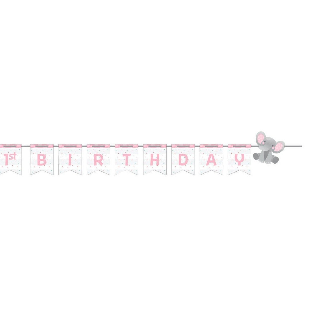 Customizable Pink Elephant Birthday or Baby Shower Banner - Stesha Party