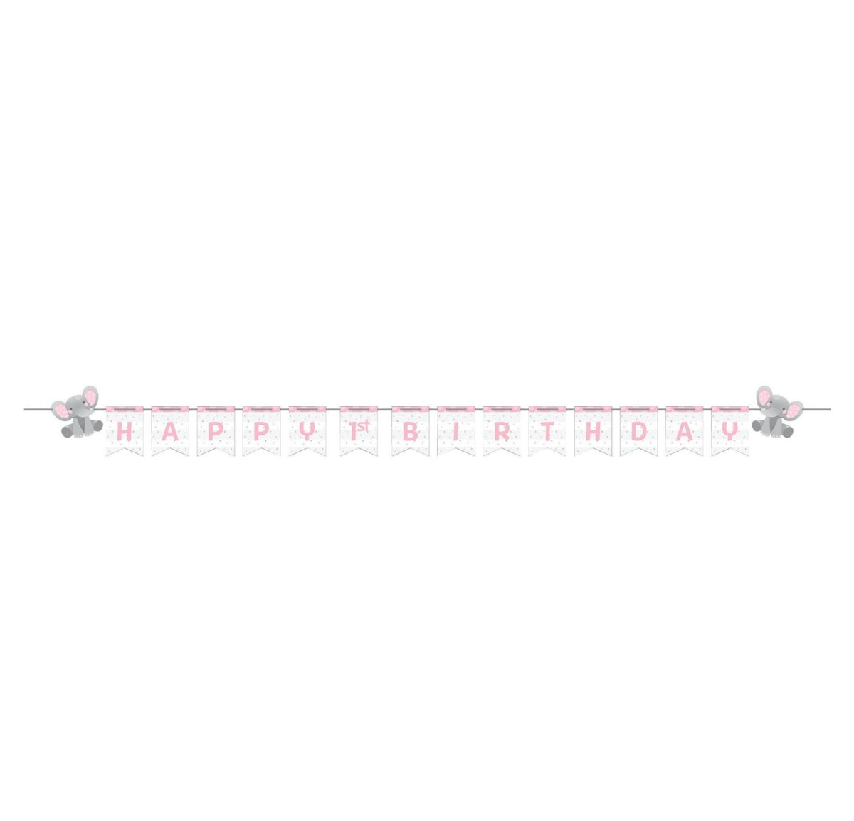 Customizable Pink Elephant Birthday or Baby Shower Banner - Stesha Party