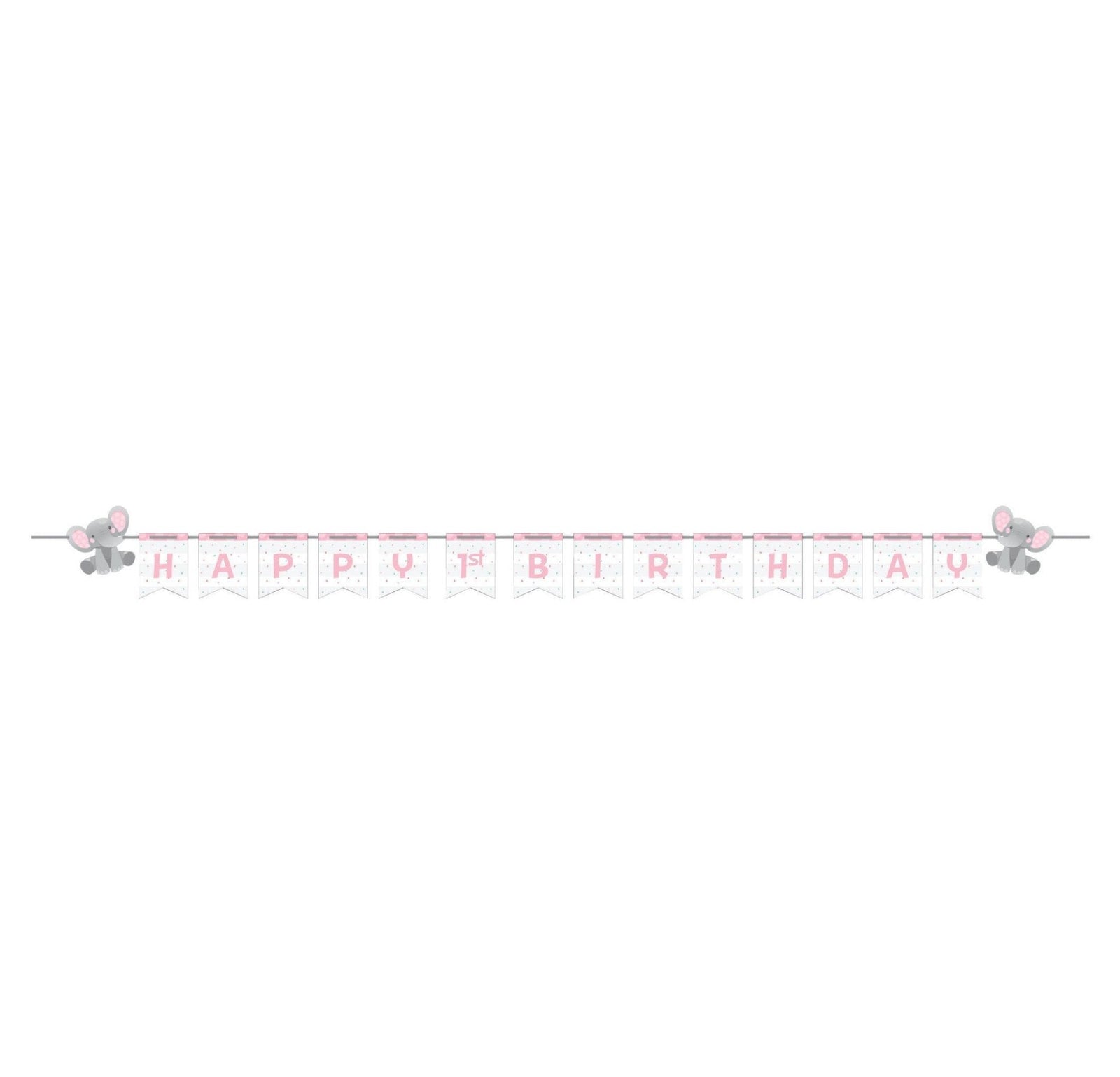 Customizable Pink Elephant Birthday or Baby Shower Banner - Stesha Party