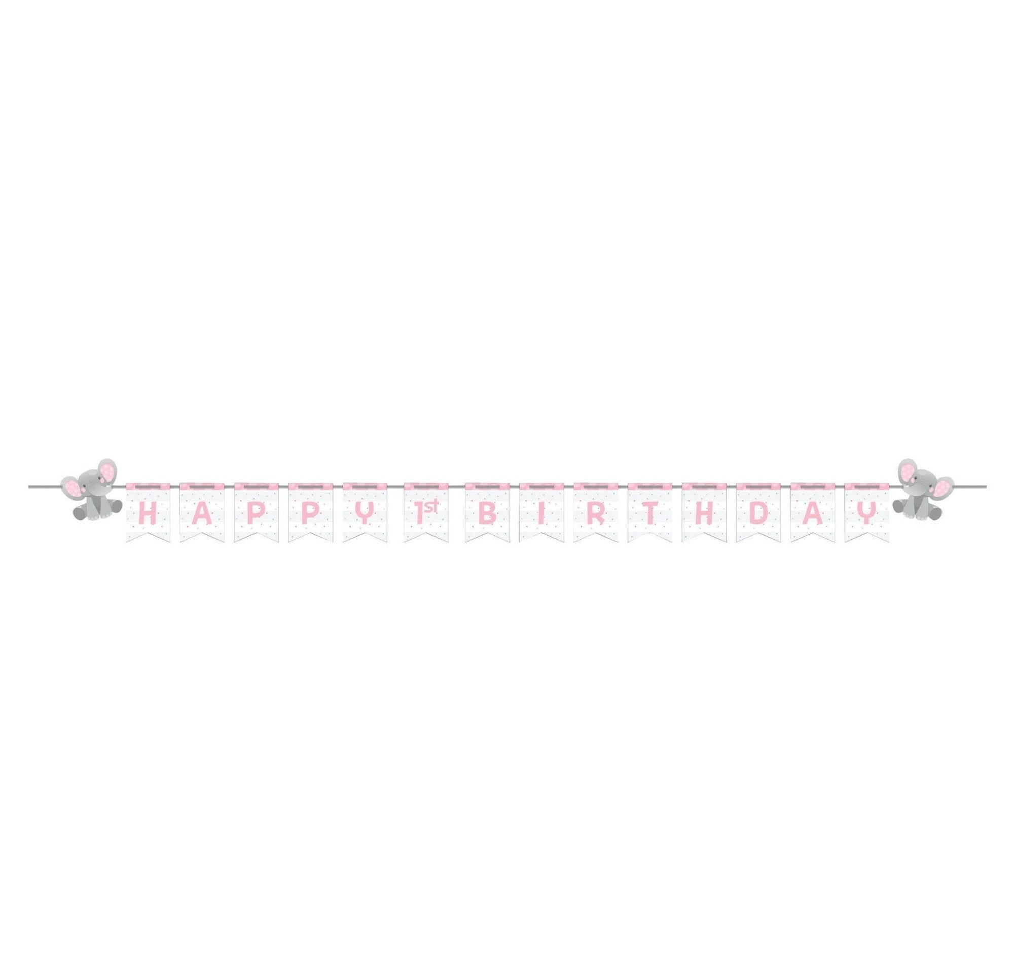 Customizable Pink Elephant Birthday or Baby Shower Banner - Stesha Party