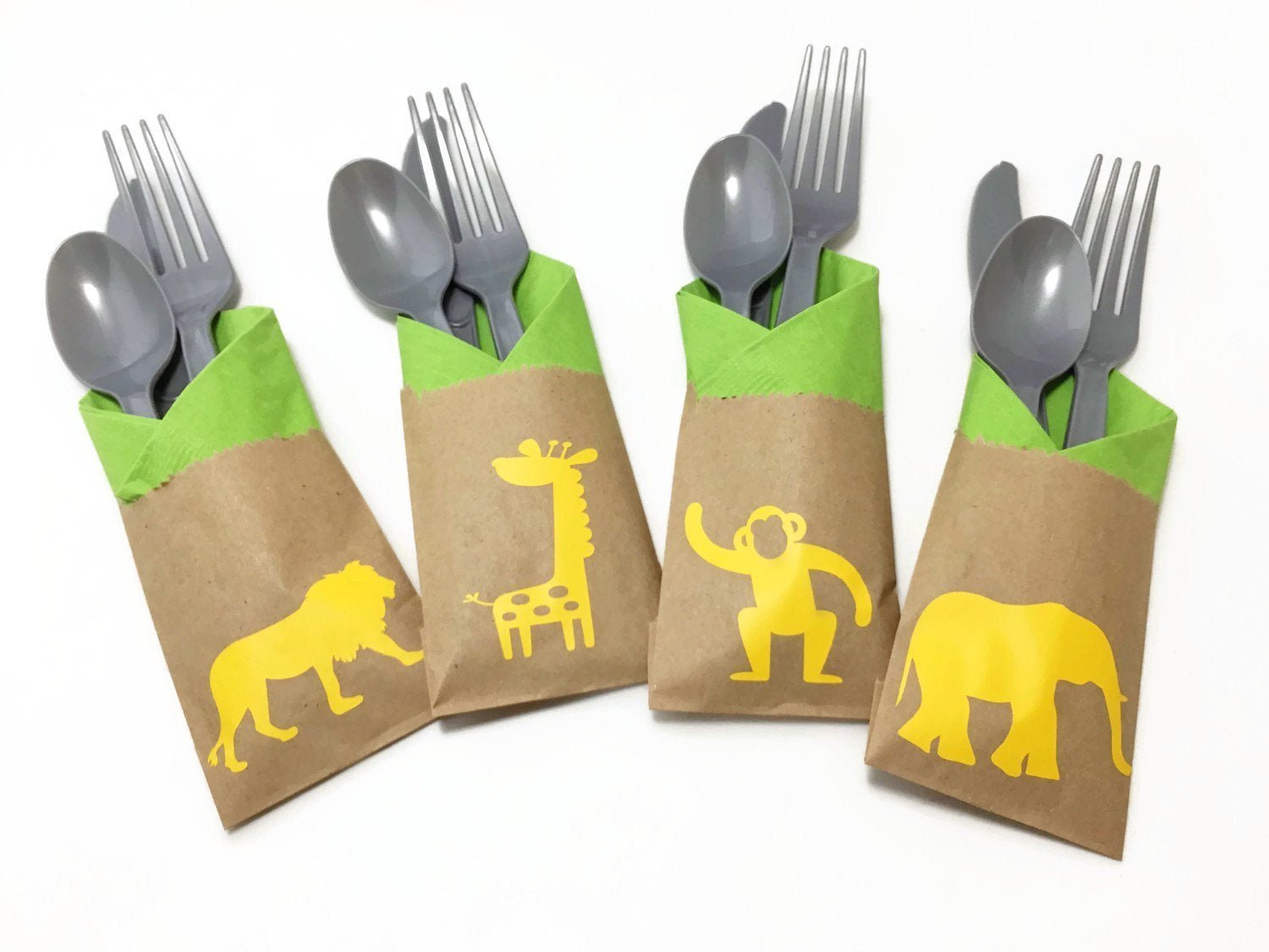 Cutlery Bags For Zoo Party - Stesha Party