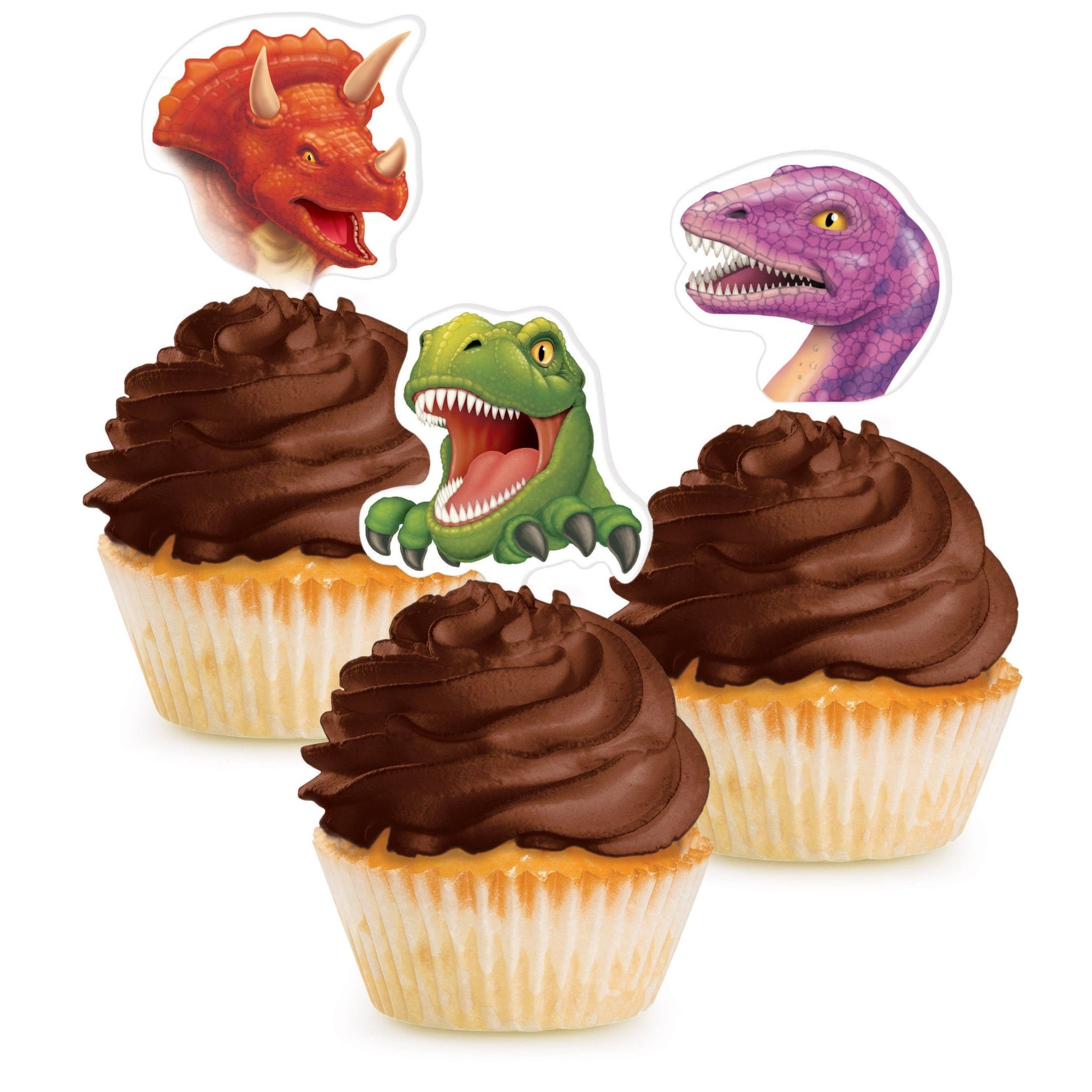 Dinosaur Head Cupcake Toppers - Stesha Party