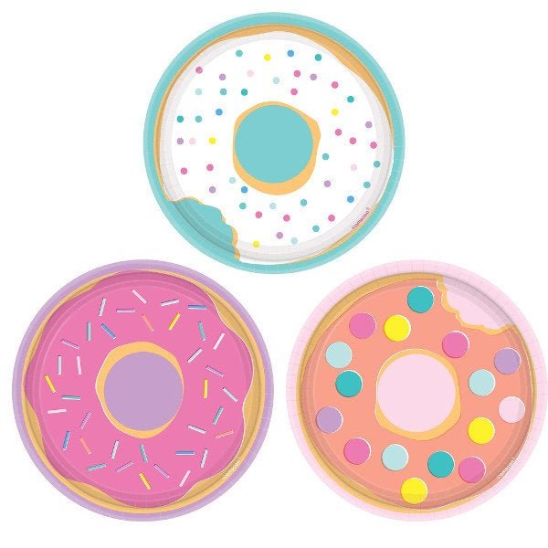 Donut Birthday Party Cake Plates - Stesha Party