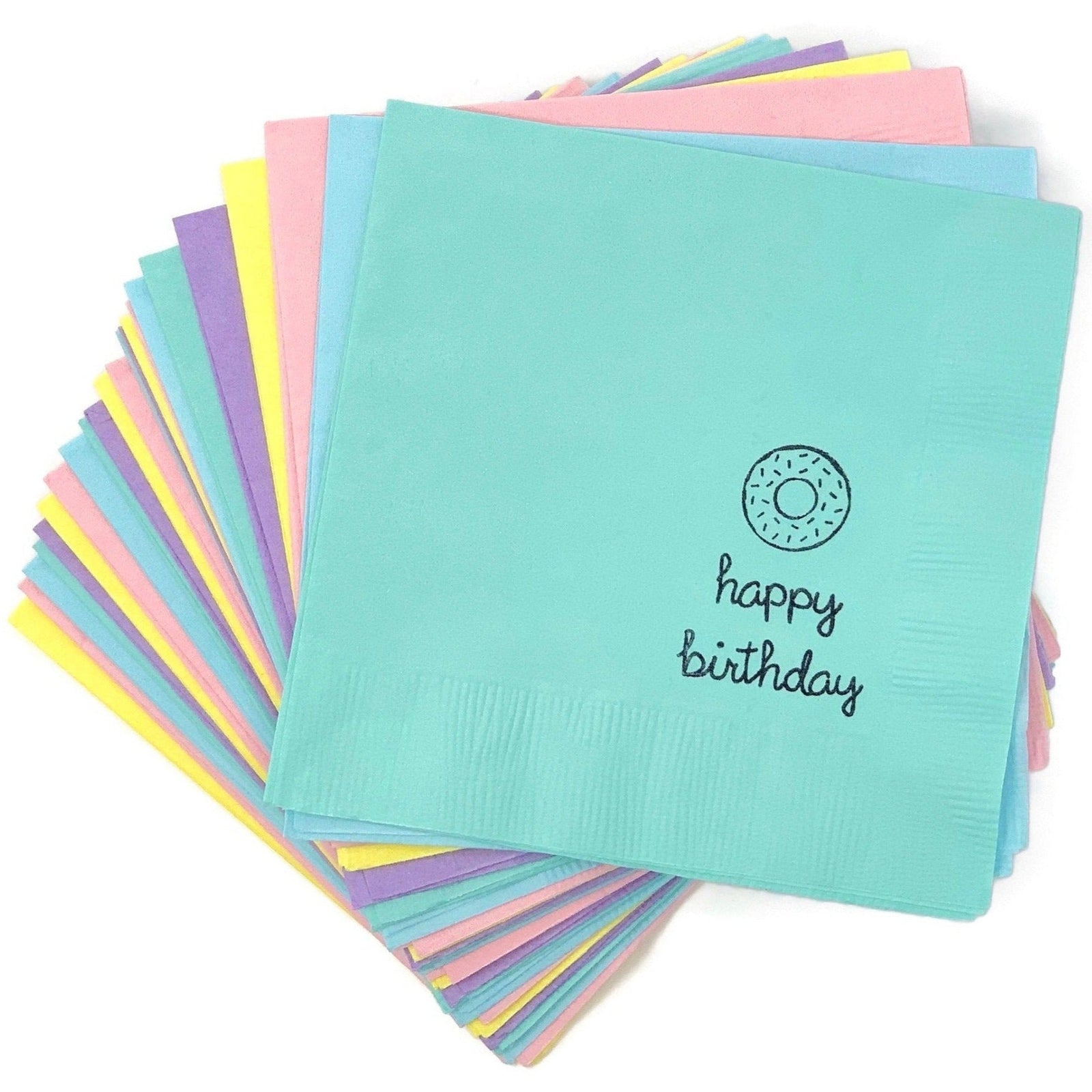 Donut "Happy Birthday" Party Napkins - Stesha Party