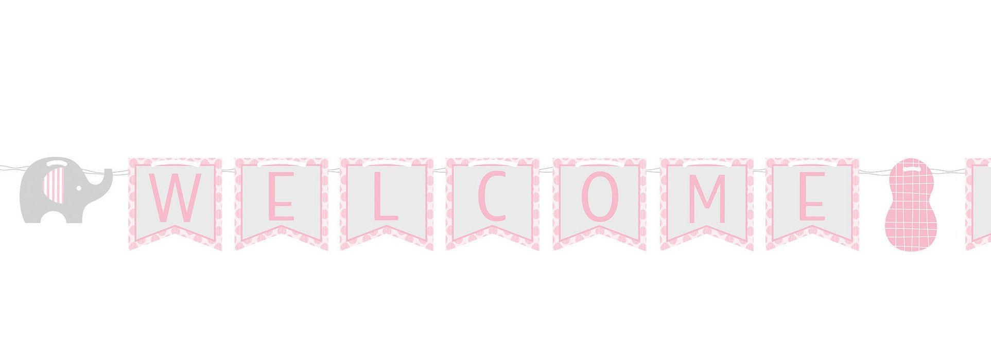 Elephant "Welcome Baby" Banner in Pink - Stesha Party