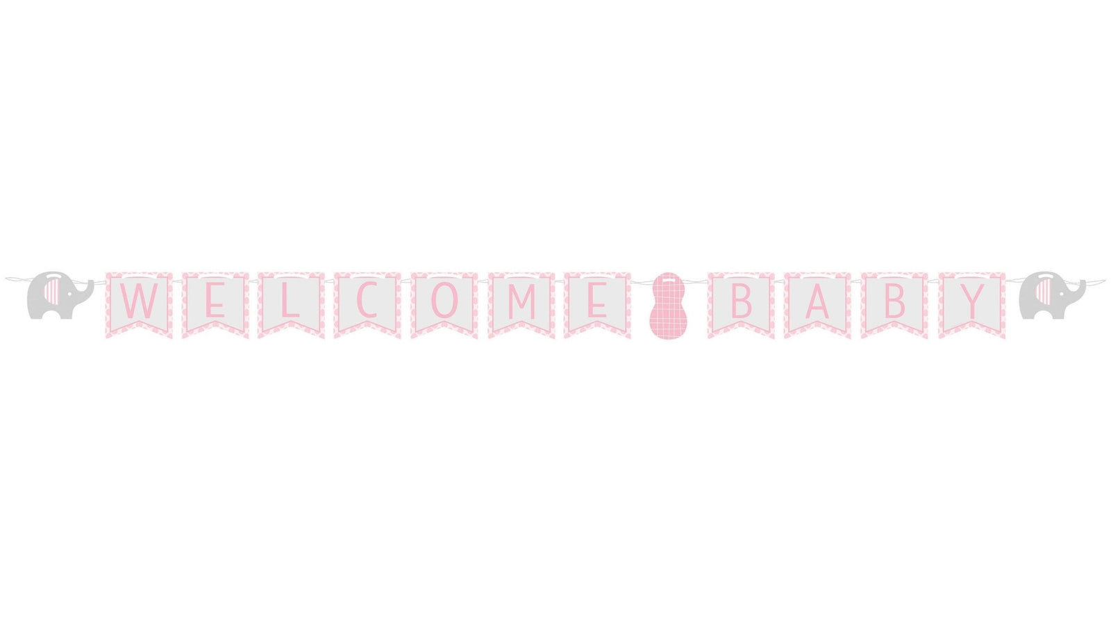 Elephant "Welcome Baby" Banner in Pink - Stesha Party