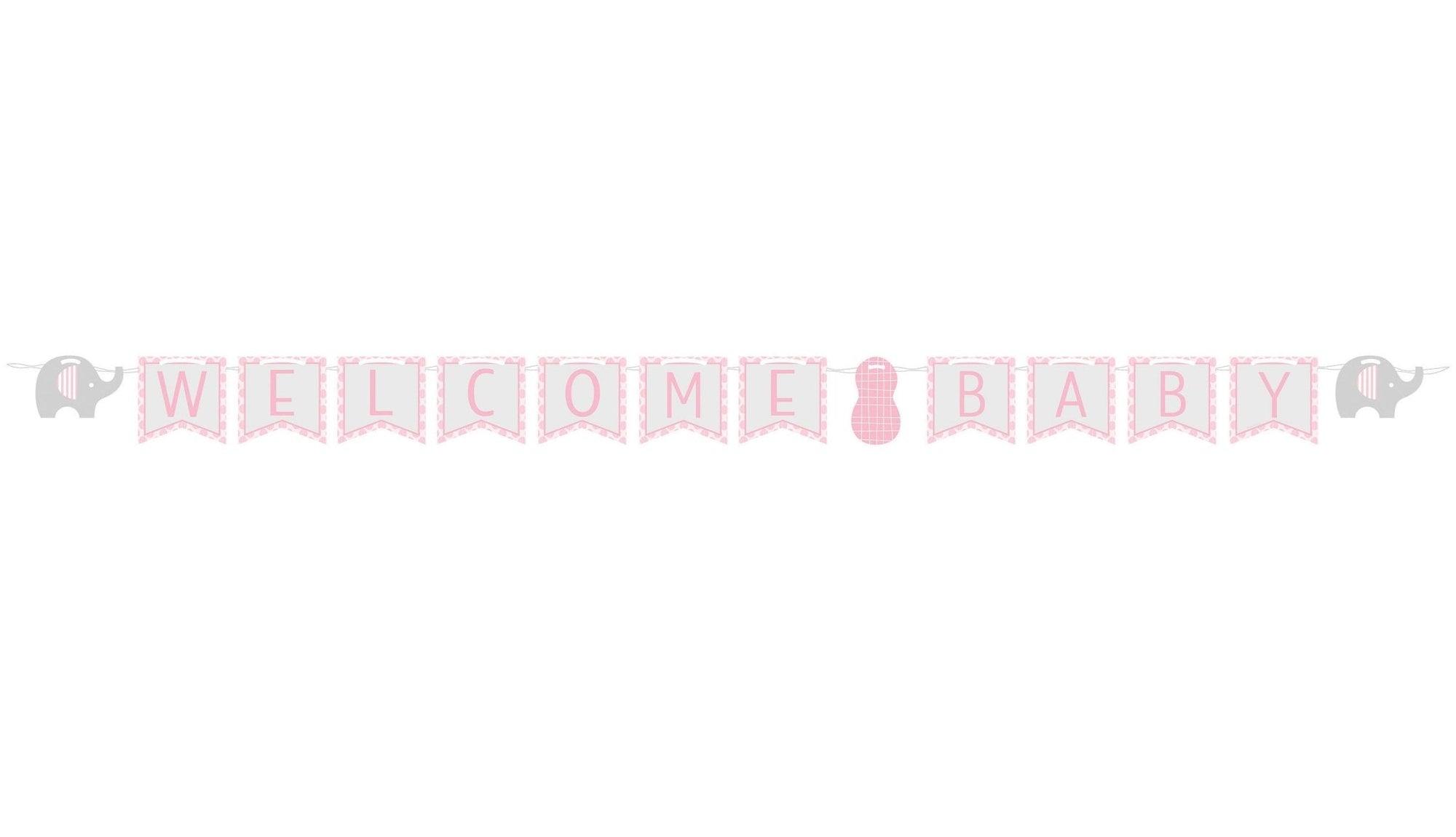 Elephant "Welcome Baby" Banner in Pink - Stesha Party