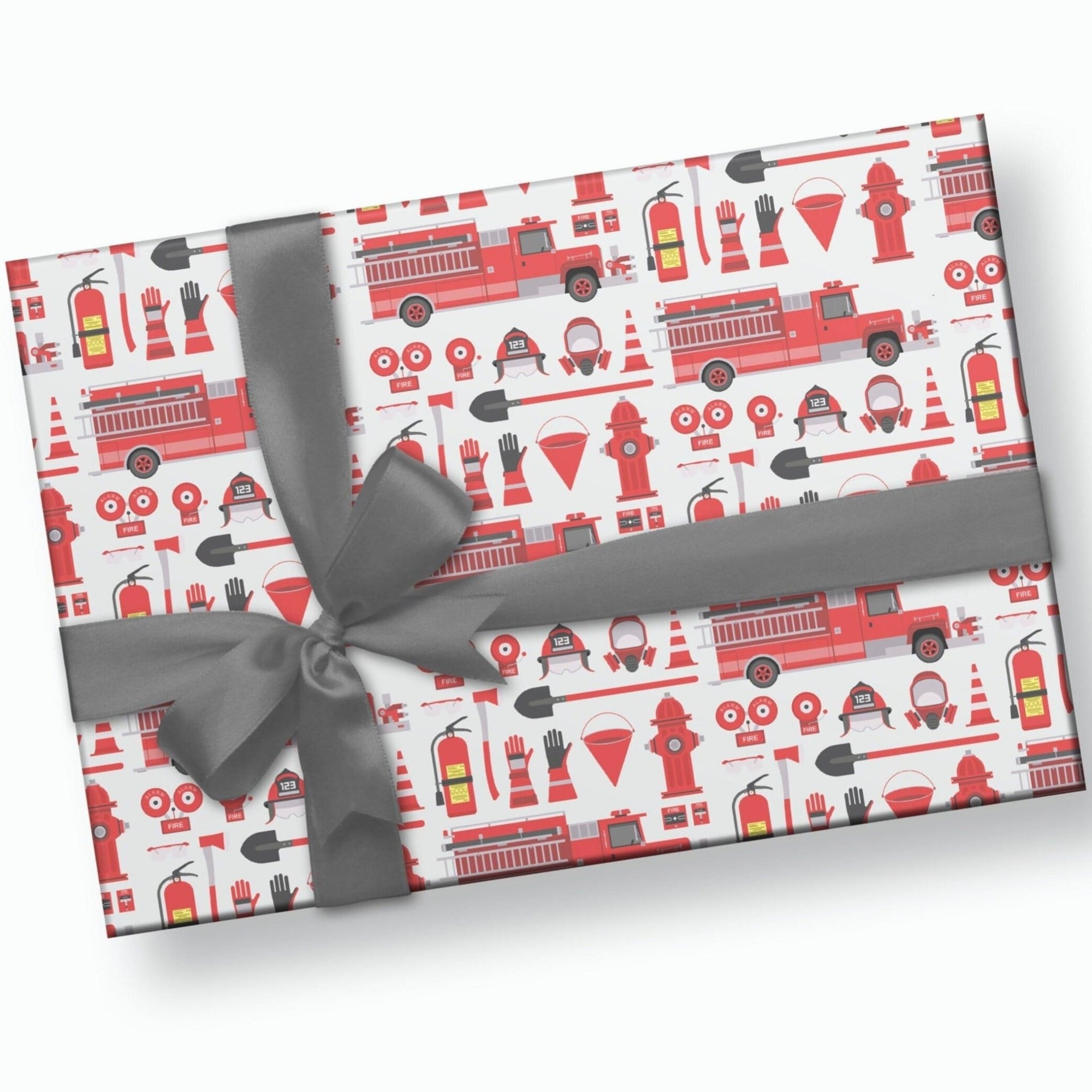 Firetruck Gift Wrap Paper - Stesha Party