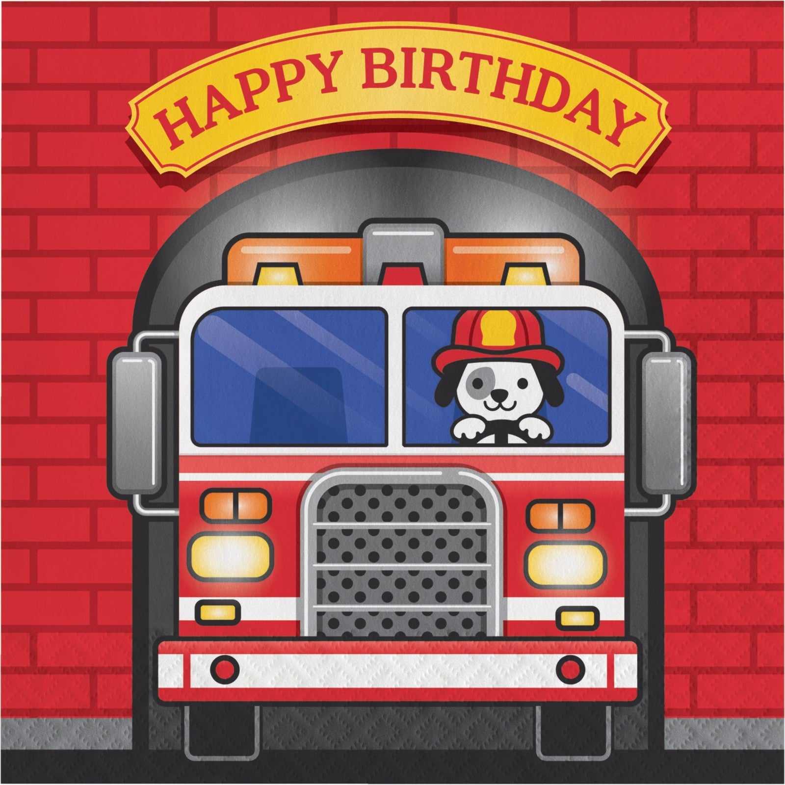 Firetruck "Happy Birthday" Napkins - Stesha Party