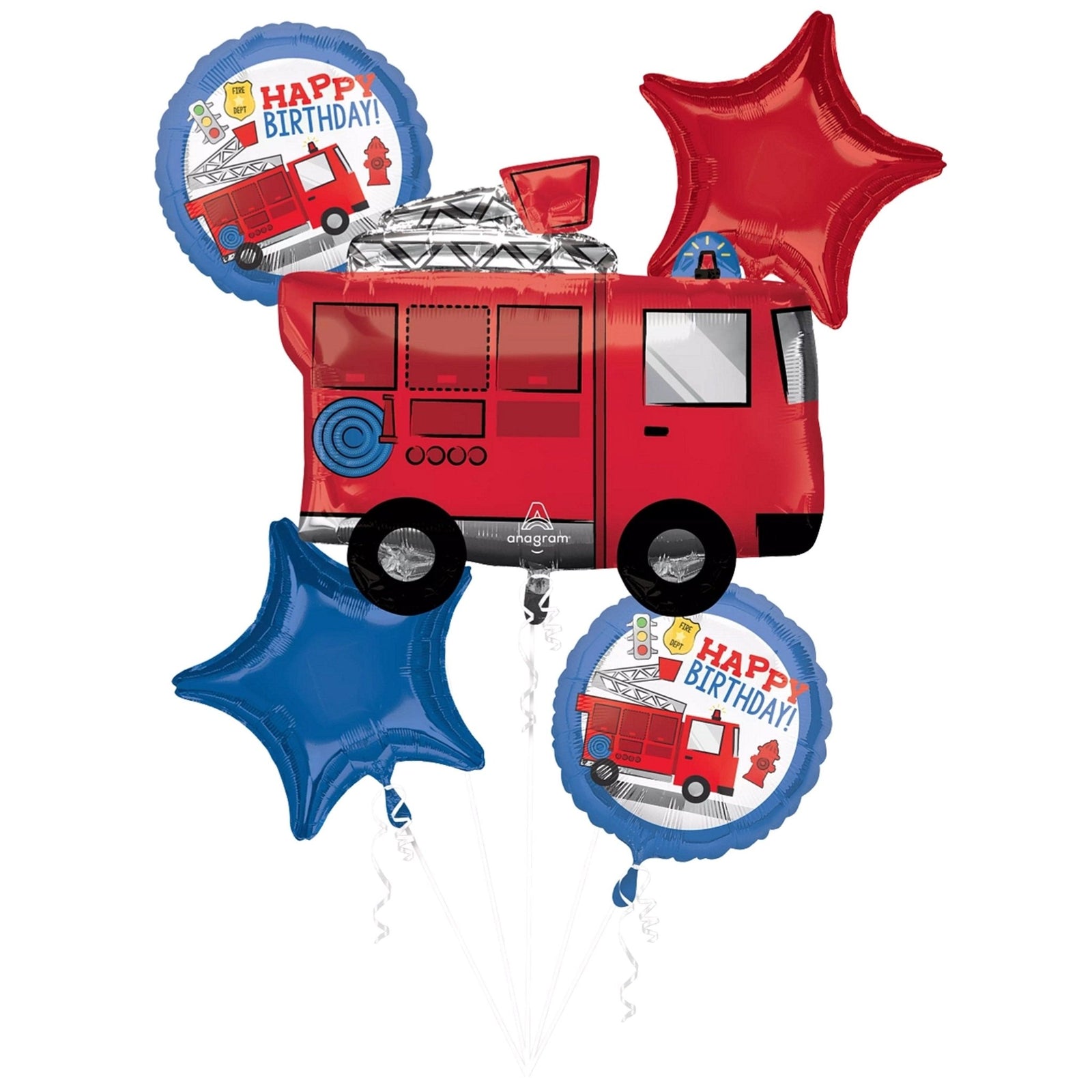 Firetruck Party Balloon Bouquet - Stesha Party