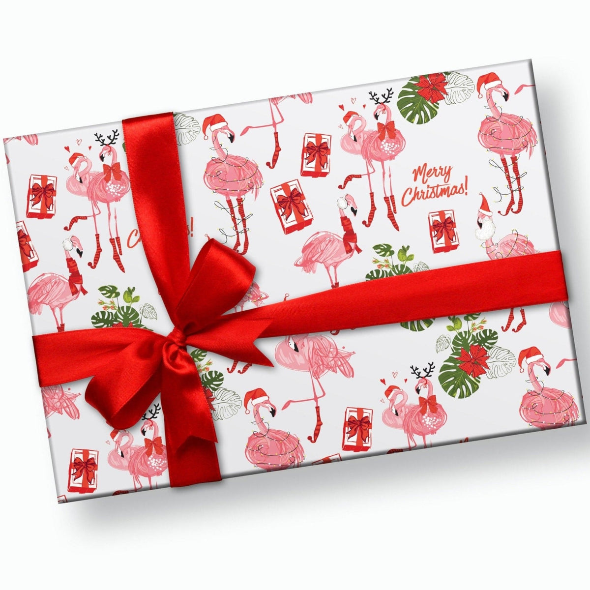 Flamingo Christmas Gift Wrapping Paper - Stesha Party