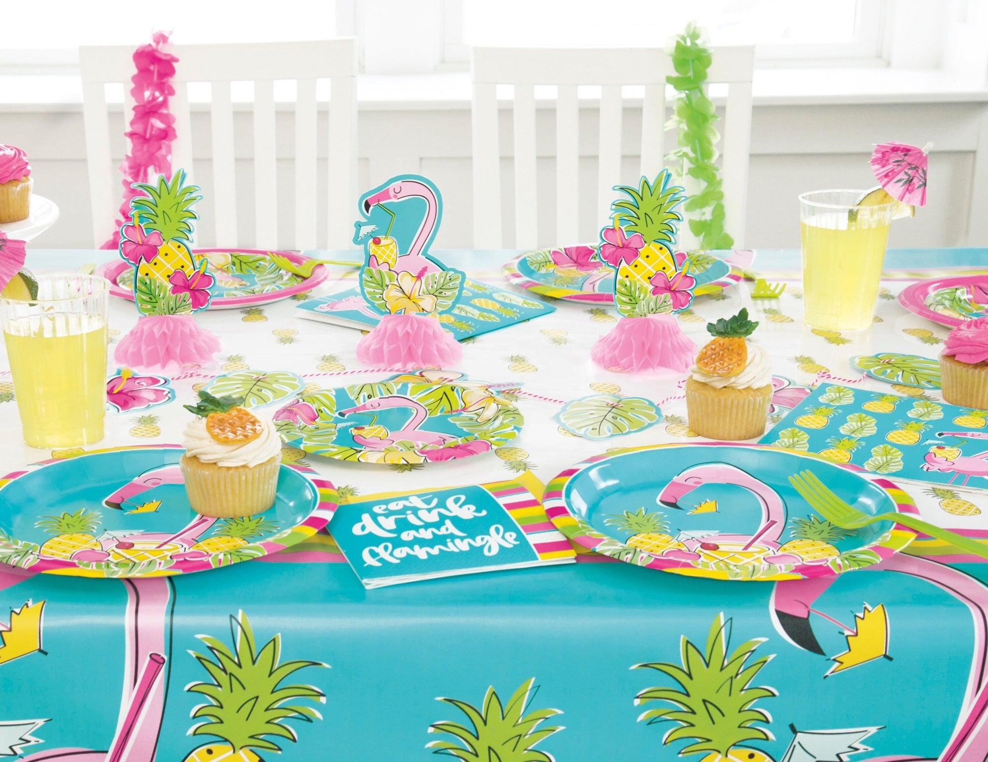 Flamingo Pineapple Plastic Tablecloth - Stesha Party