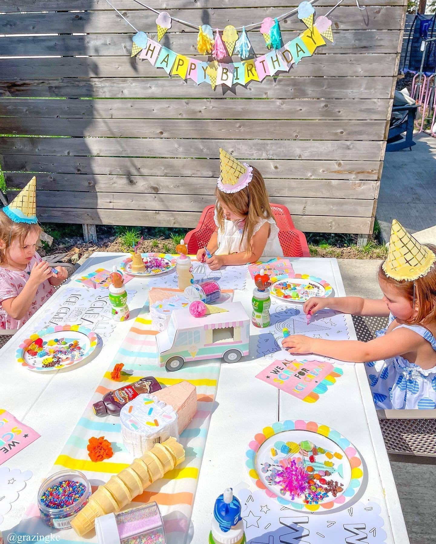 Fringe Ice Cream Party Hats - Stesha Party