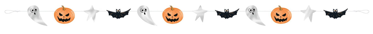 Ghost, Bat &amp; Pumpkin Halloween Party Banner - Stesha Party