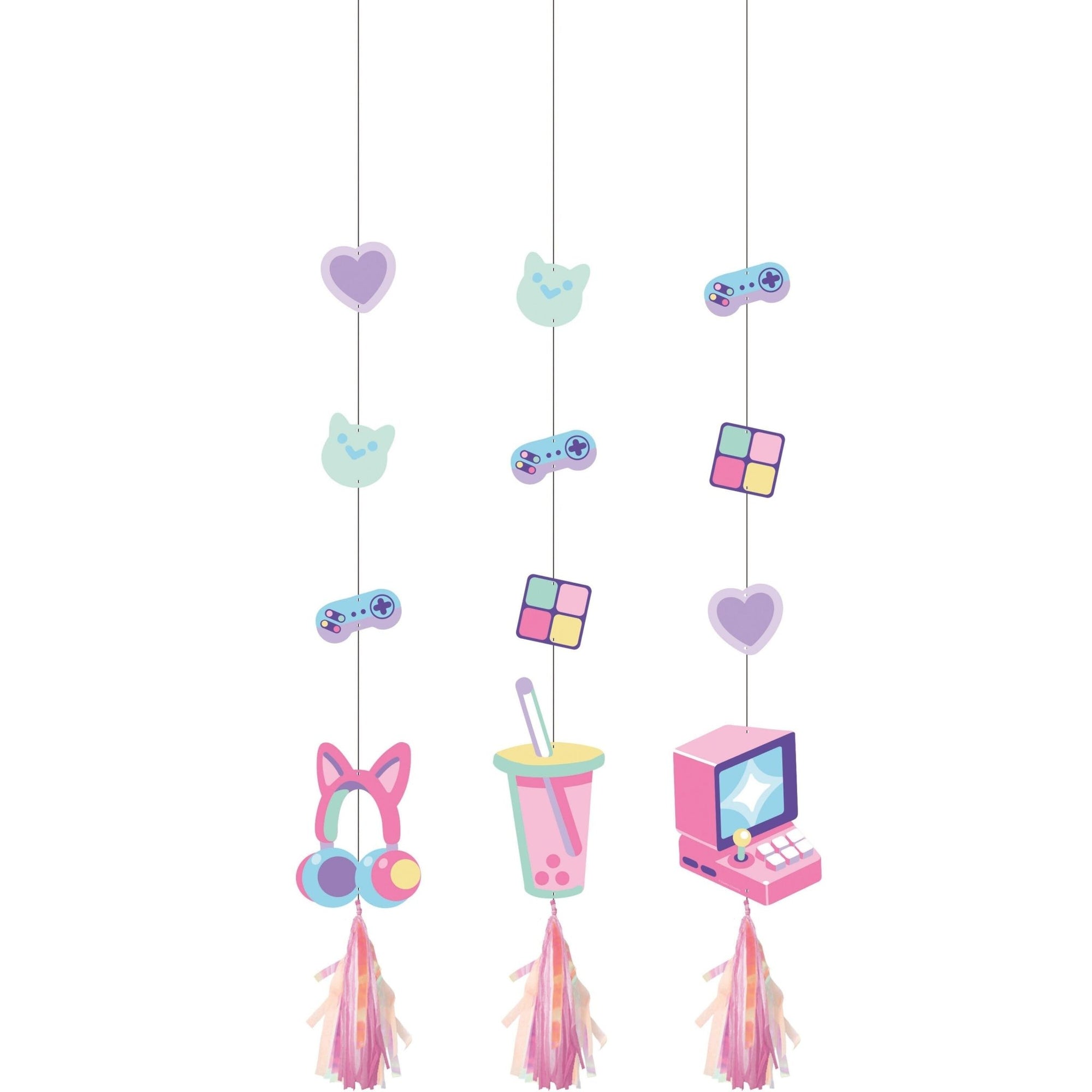 Girl Gaming Party Hanging Decorations - Stesha Party