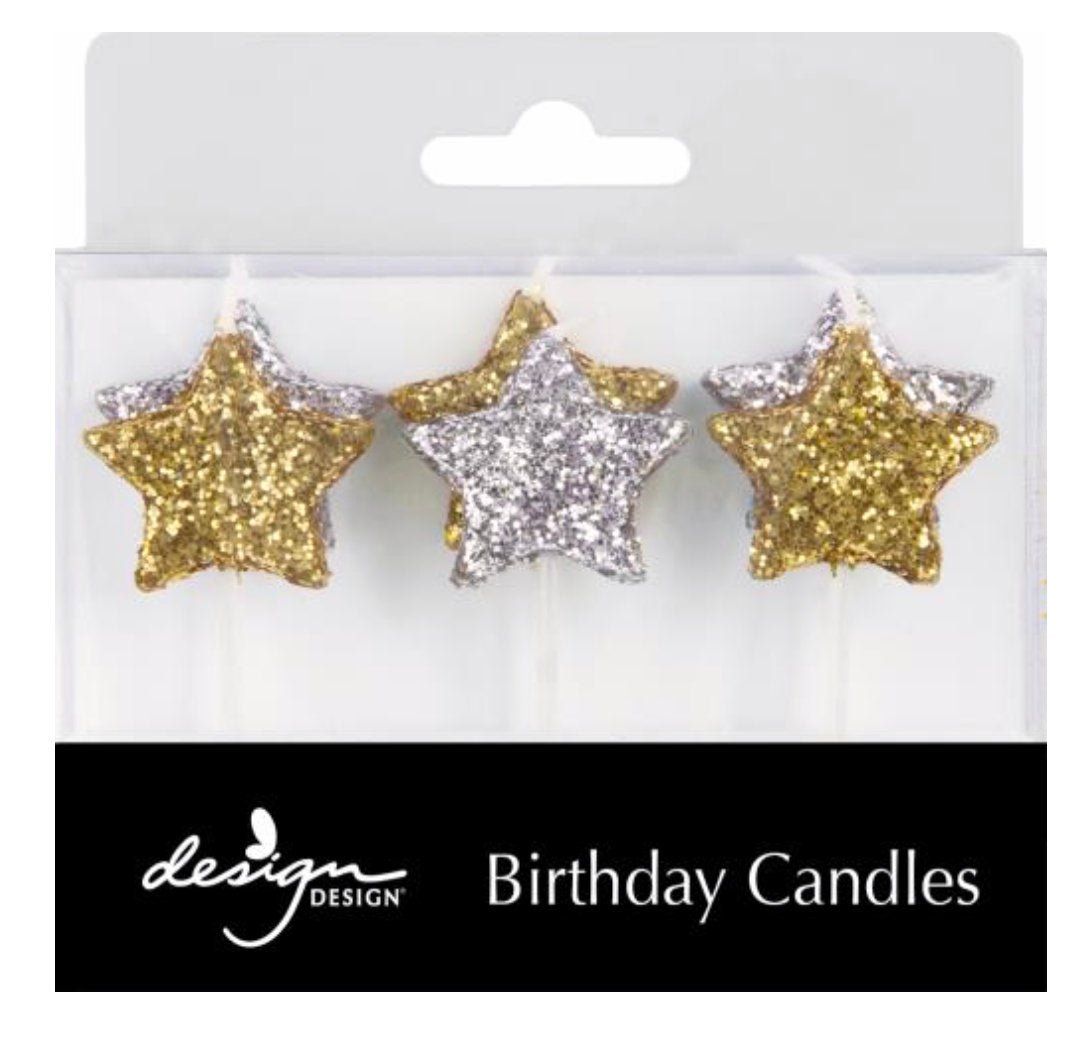 Glitter Star Birthday Candles - Stesha Party